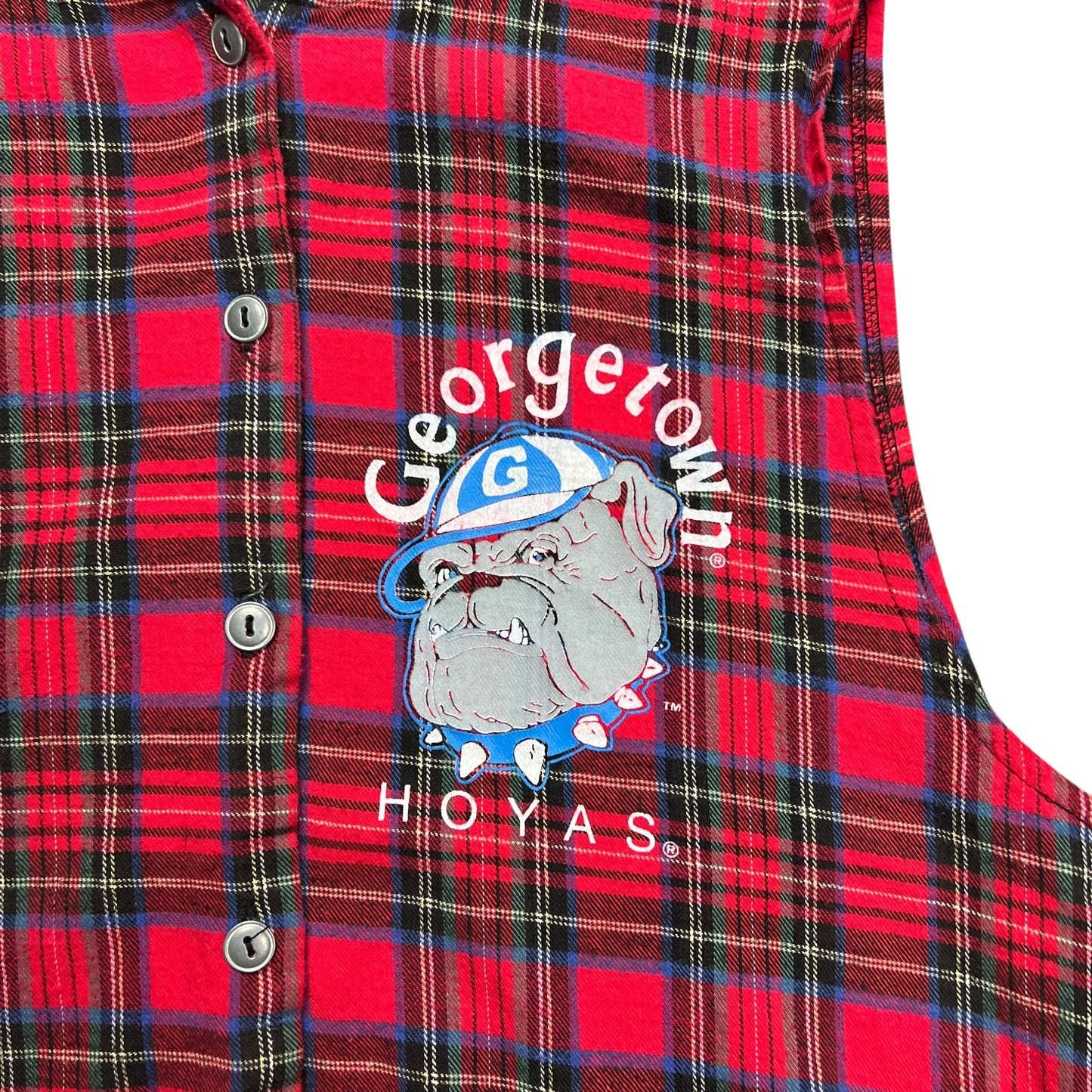 Georgetown Hoyas Cut-off Plaid Hoodie - M