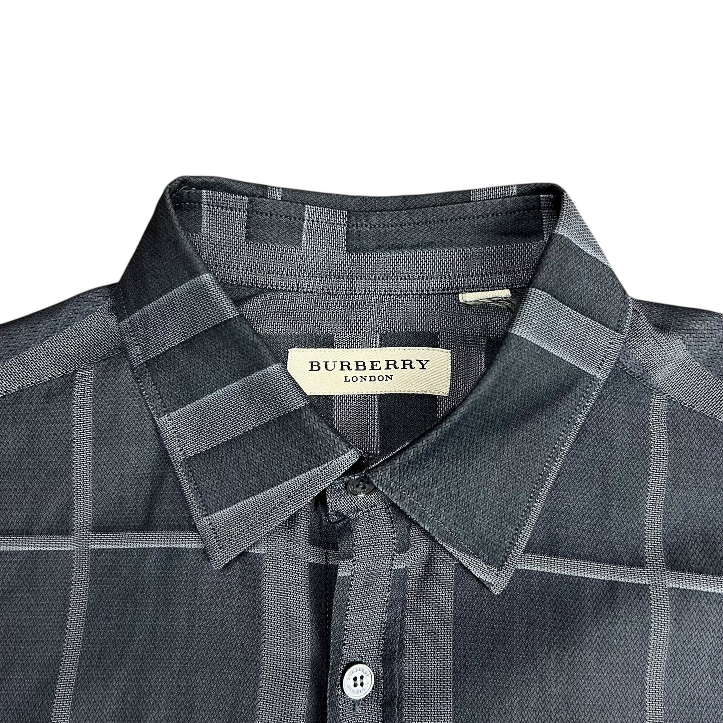 Burberry Grey Plaid Button-up Shirt - L
