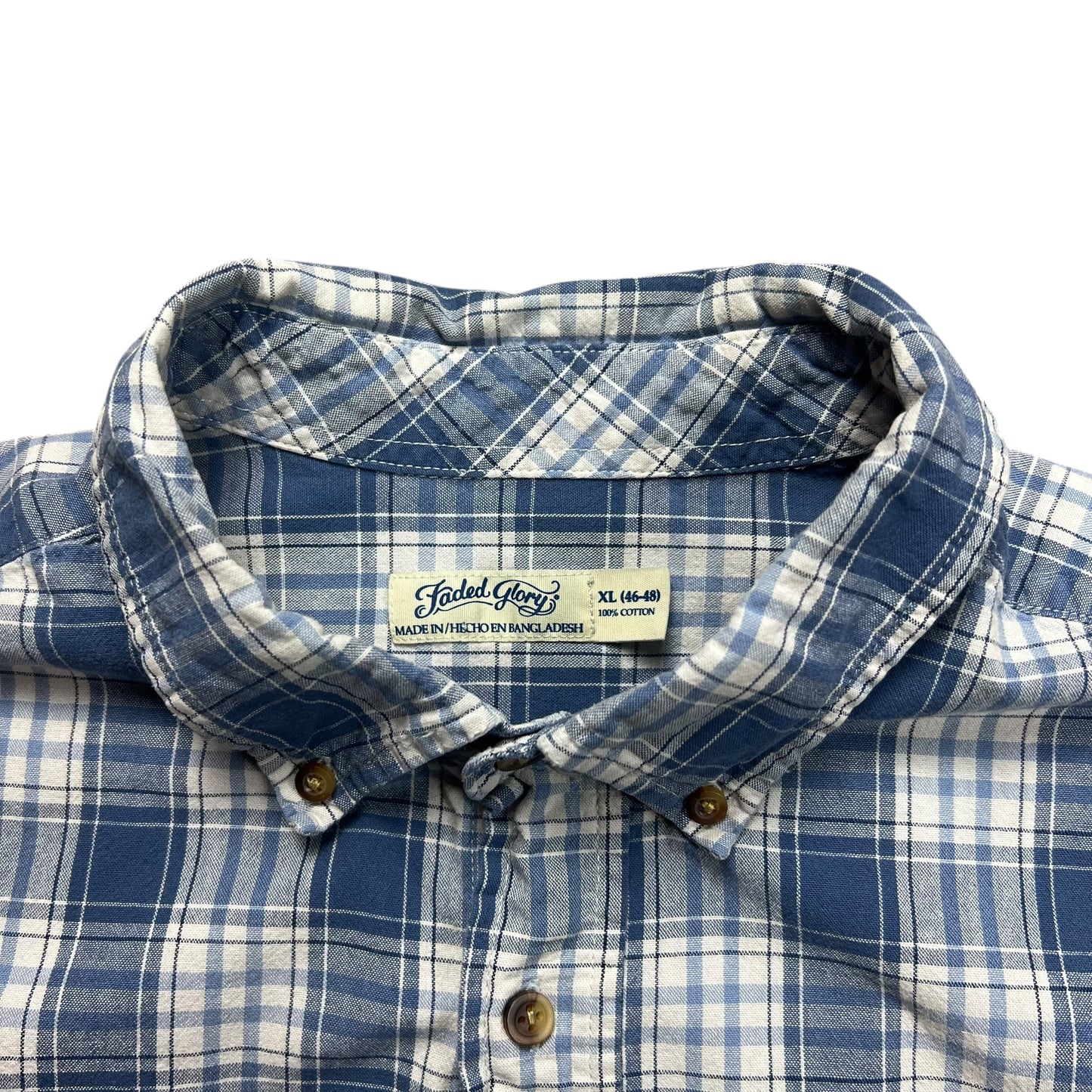 Faded Glory Cropped Plaid Long-sleeve Shirt - L