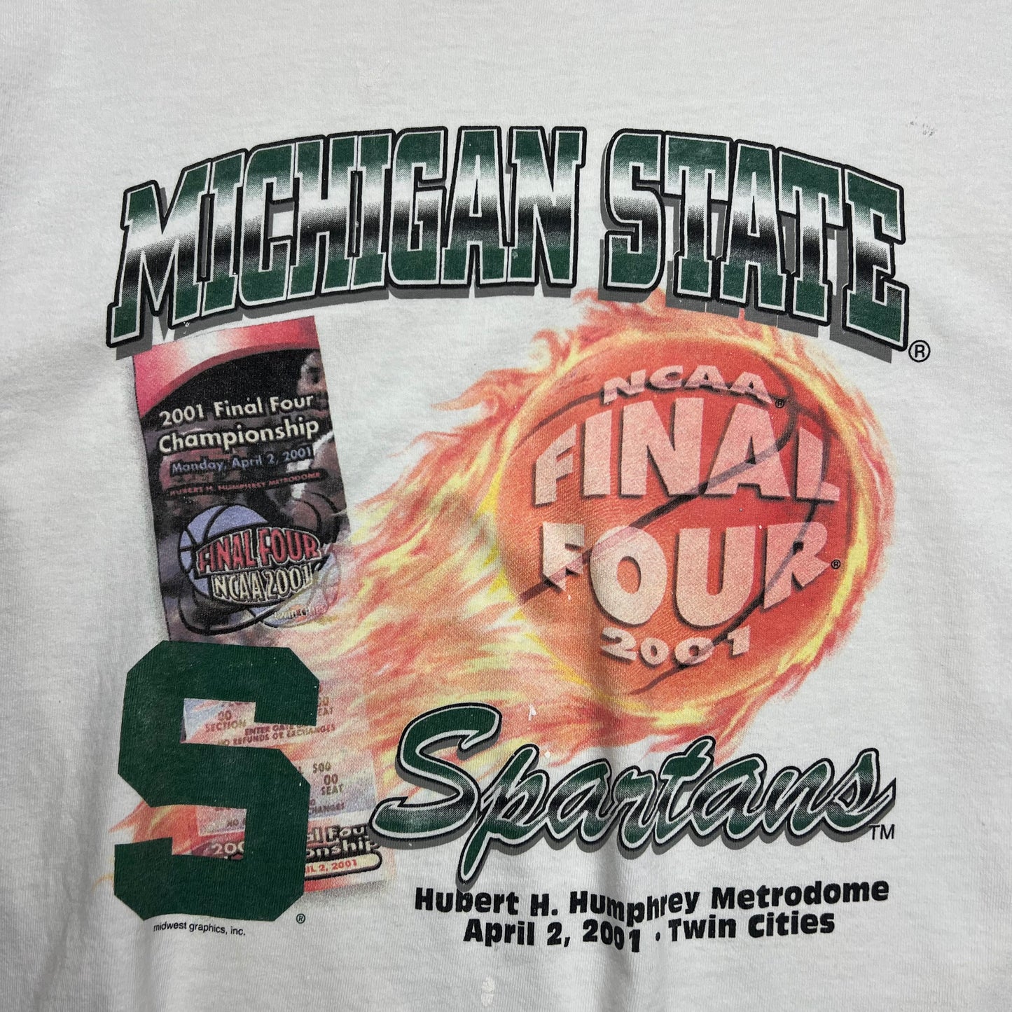 2001 NCAA Michigan State Final Four T-shirt - L