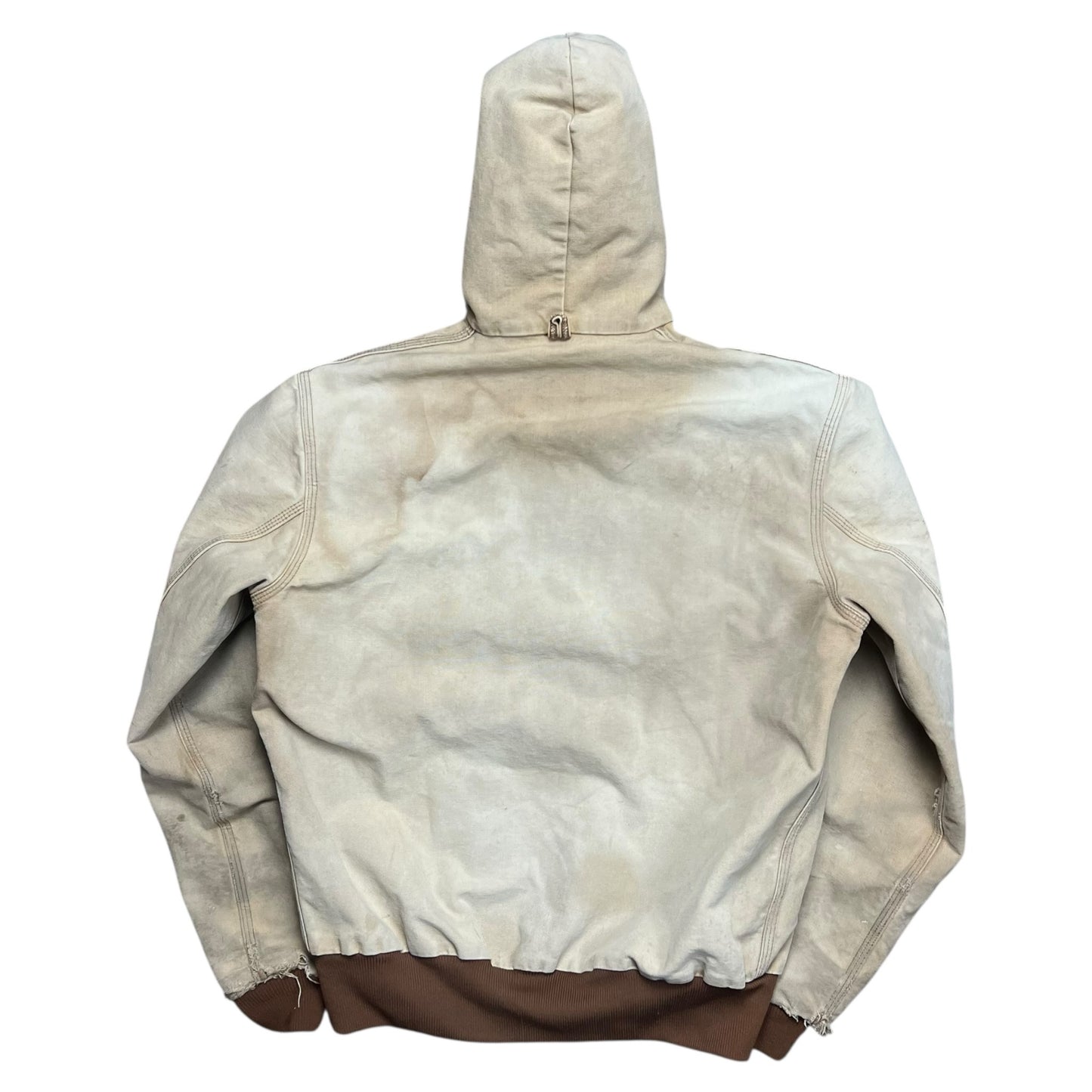 Carhartt Faded & Distressed Beige Hooded Work Jacket - L