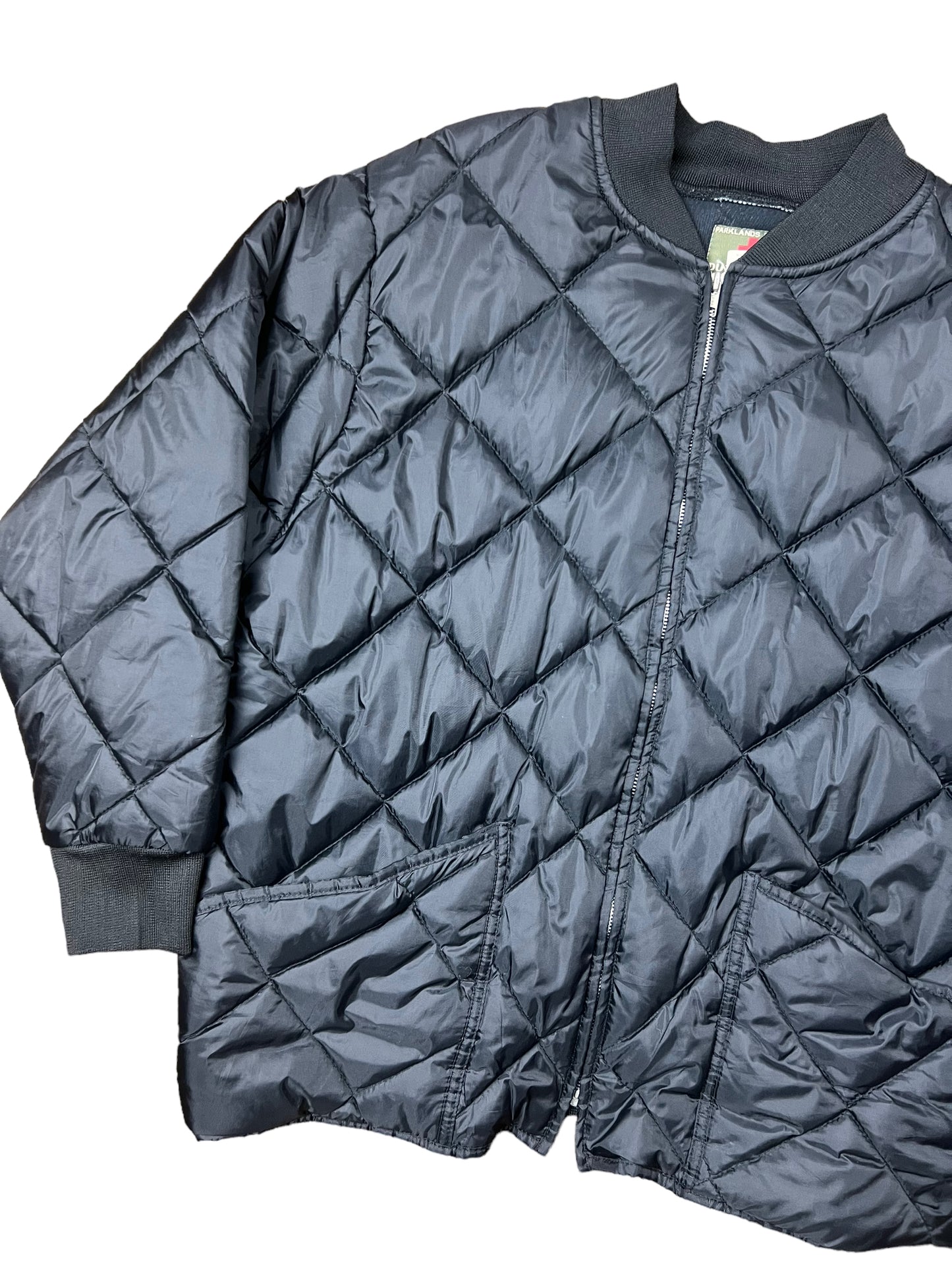 Black Quilted Army Bomber Jacket - L