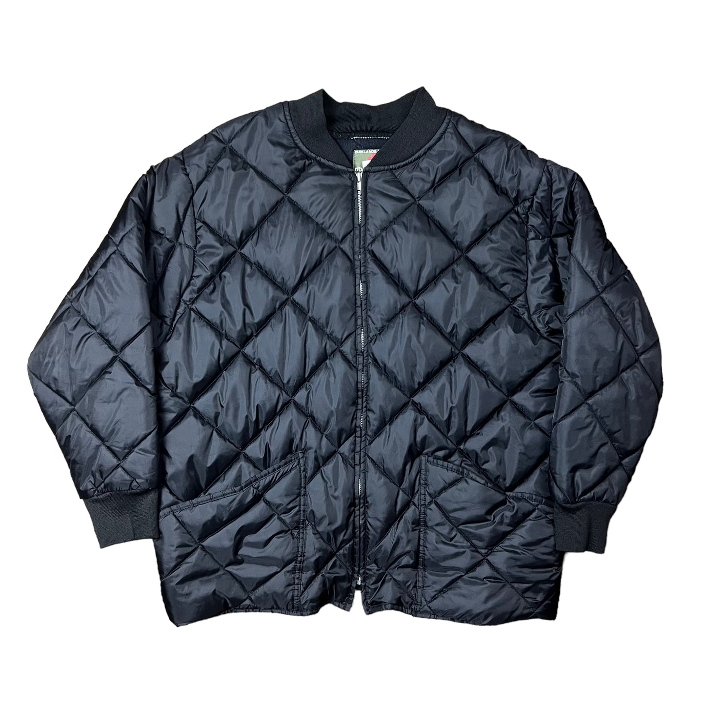 Black Quilted Army Bomber Jacket - L