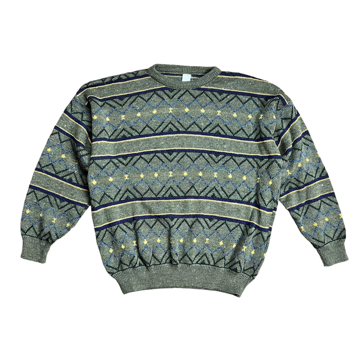Green Wool Diamond Sweater - L