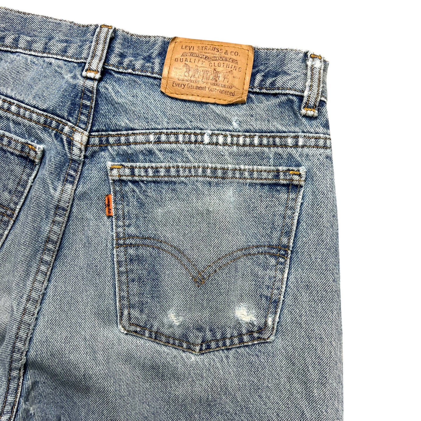 Levi’s Distressed Light Wash Orange Tab Jeans - 30”