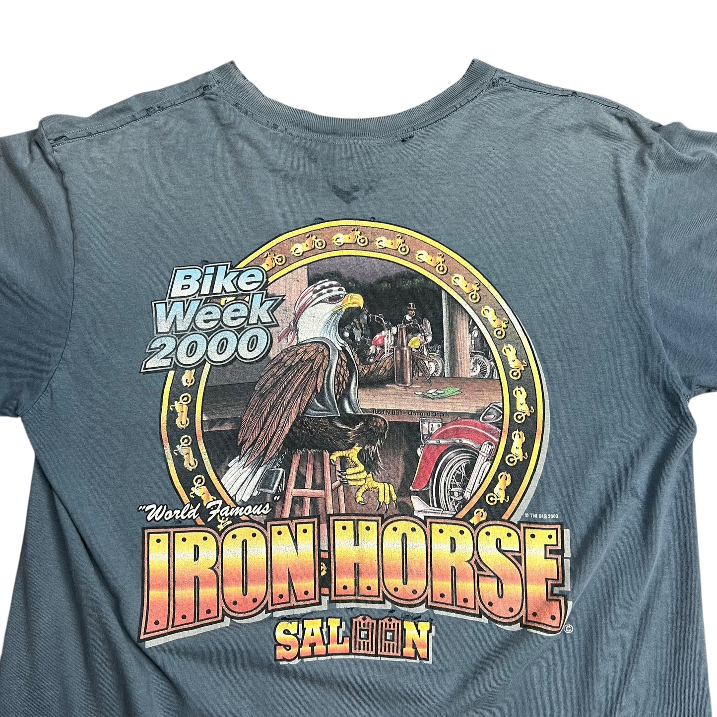 2000 Faded Iron Horse Bike Week Pocket T-shirt - L