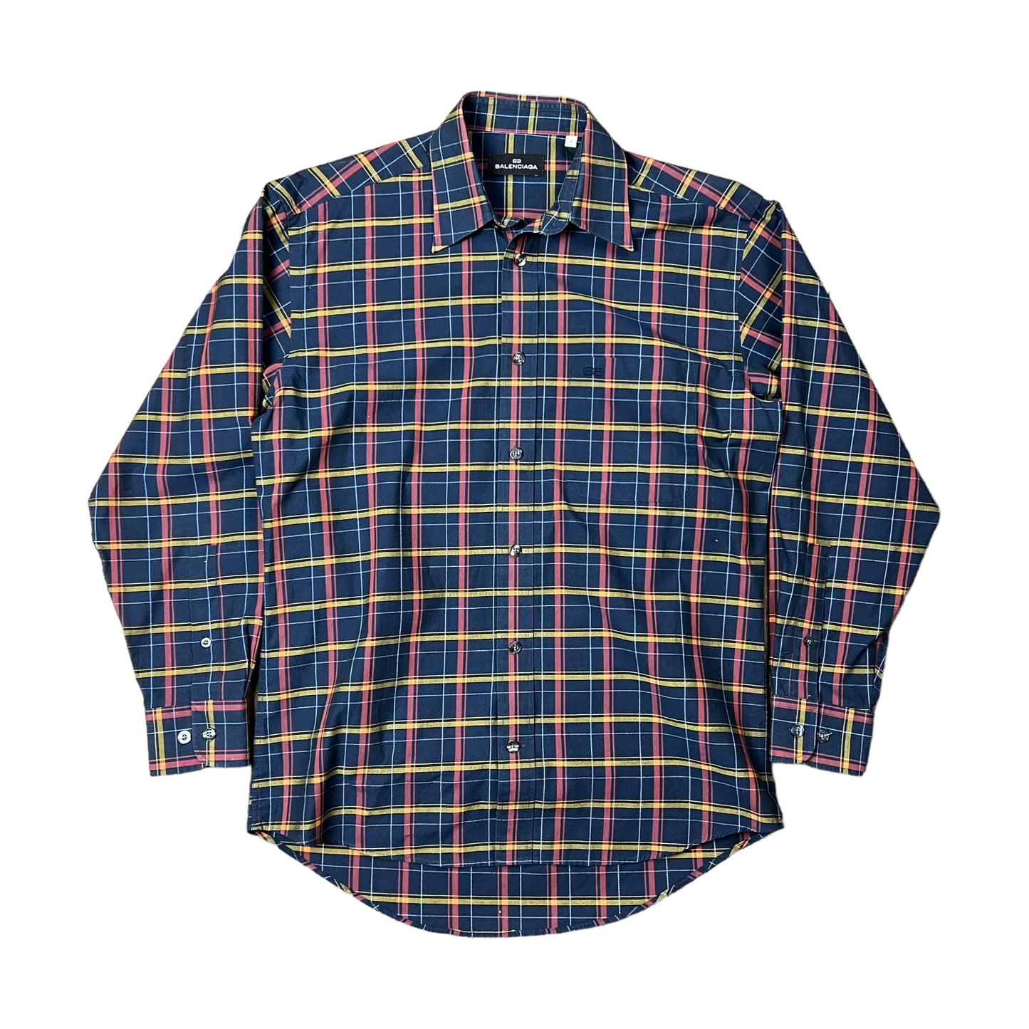 Balenciaga Navy Checkered Button-up Shirt - L