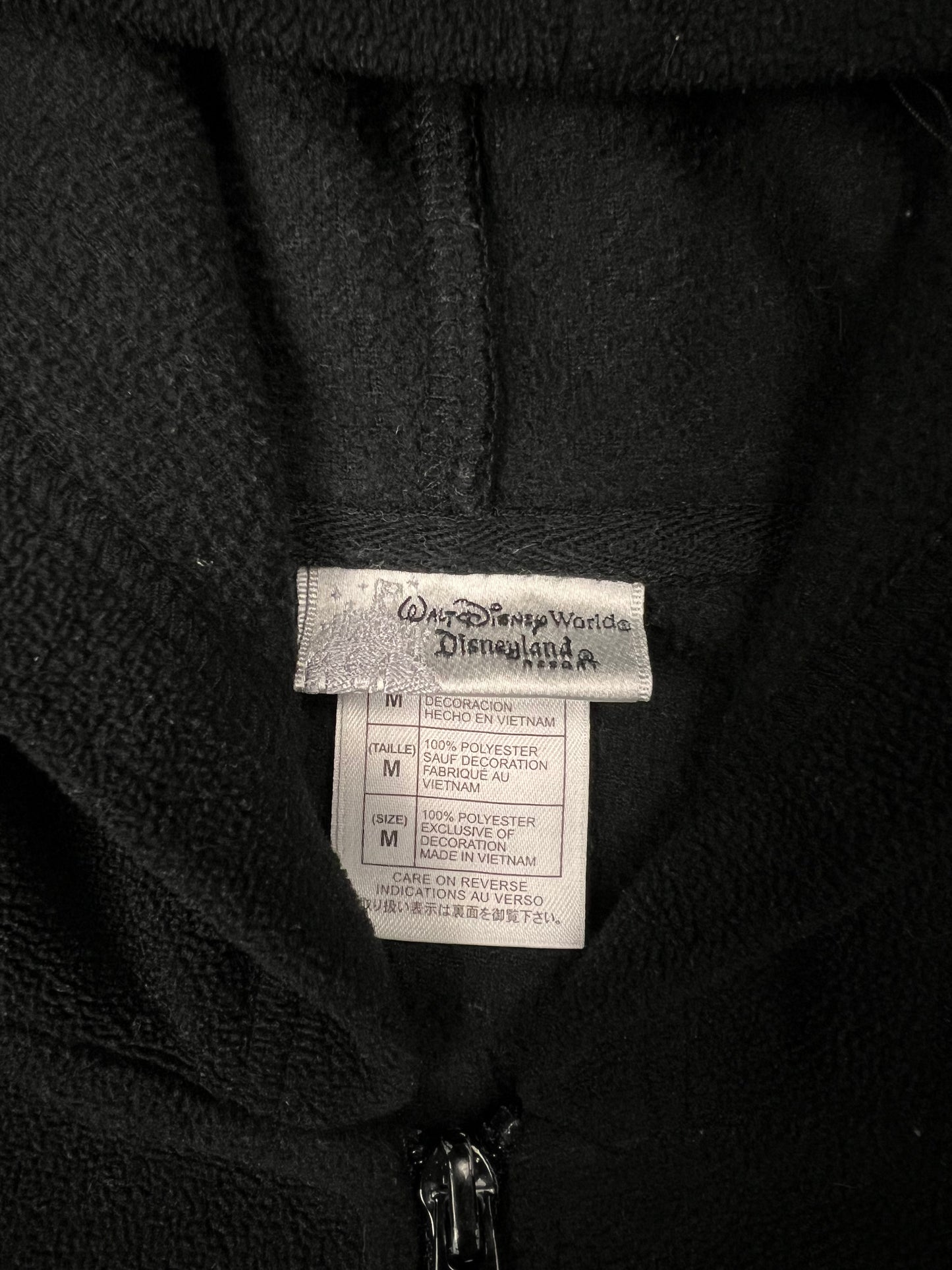 Blacked Out Disney Fleece Zip-up Hoodie - M