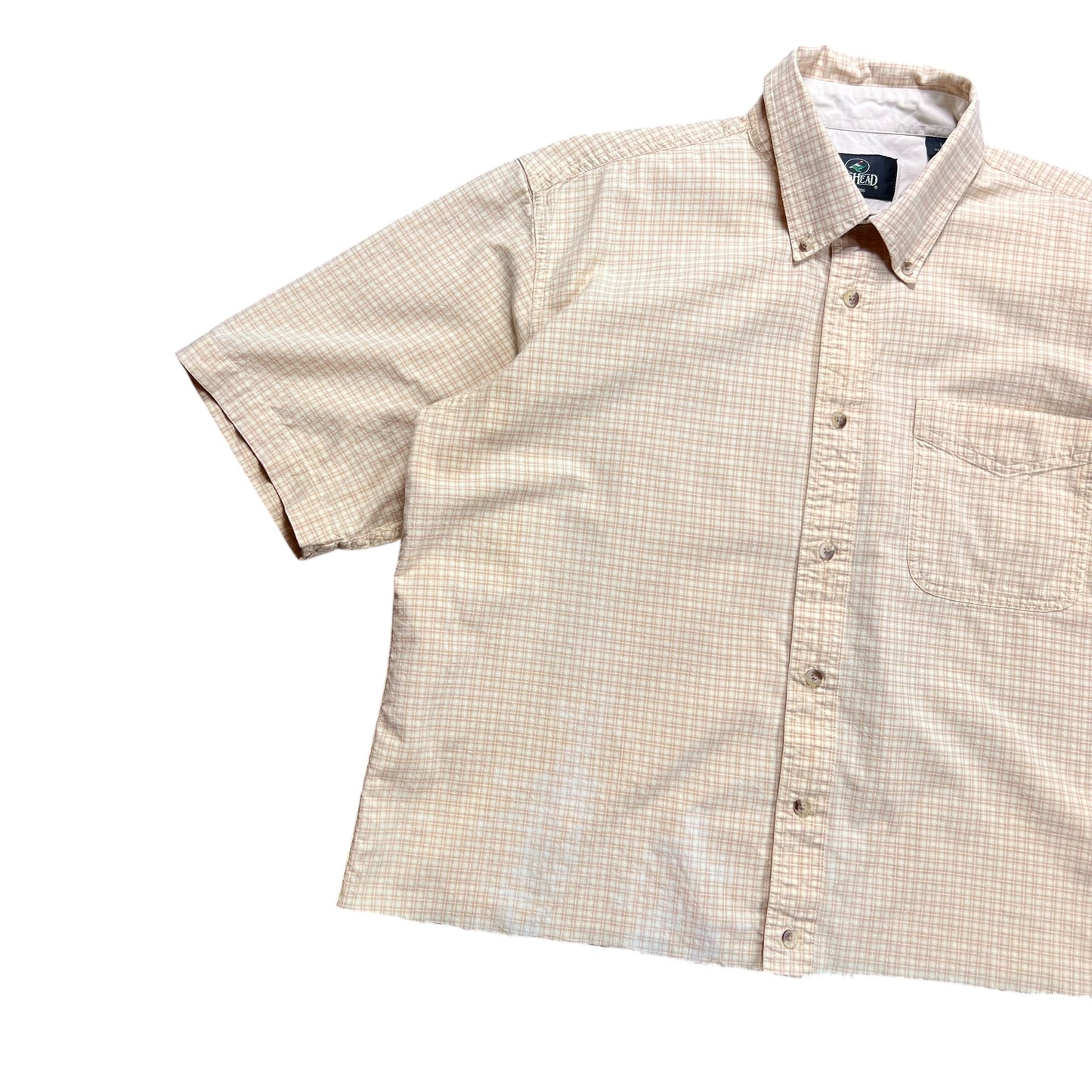 Red Head Plaid Cropped Button-up Shirt - L