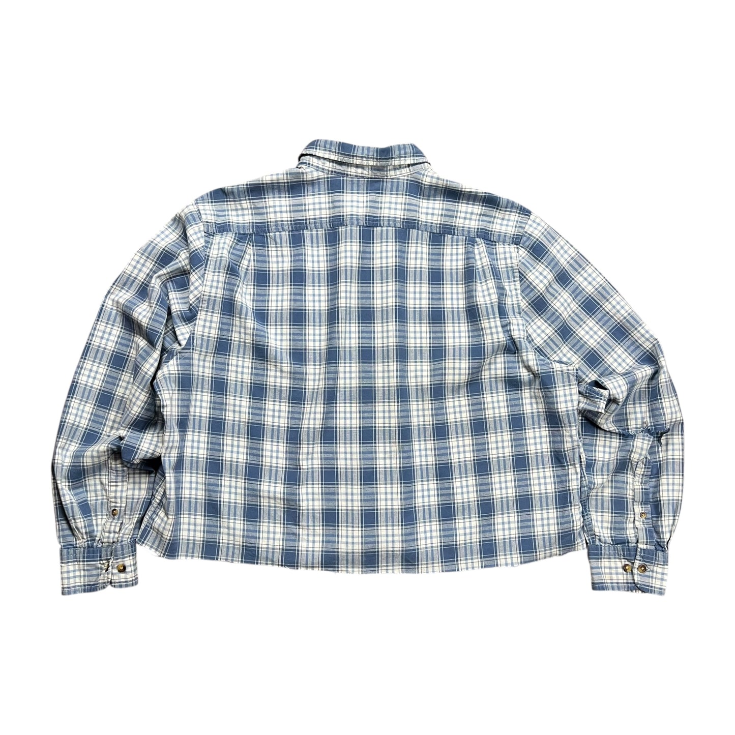 Faded Glory Cropped Plaid Long-sleeve Shirt - L