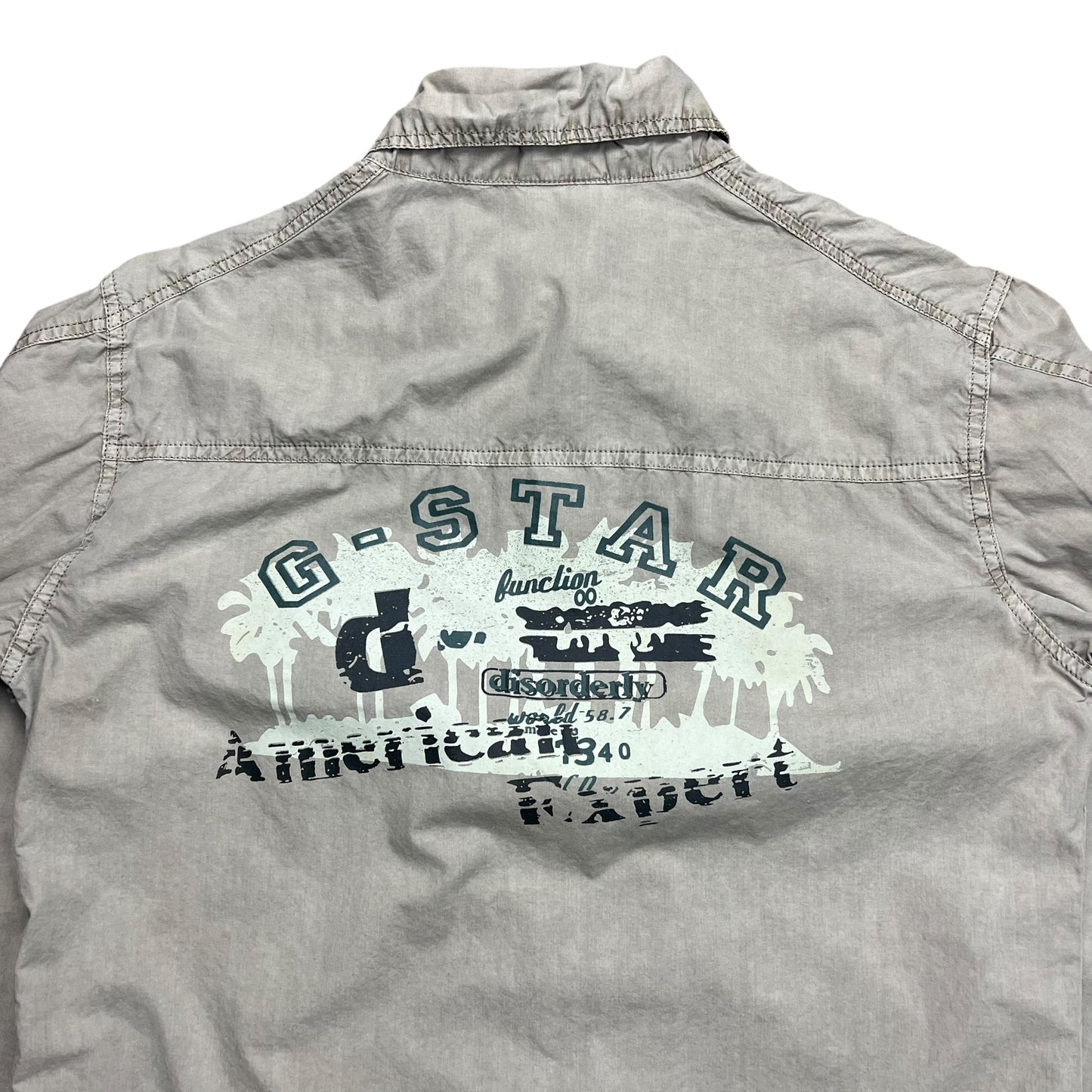 G-STAR Distressed Tan Military Button-up Shirt - M