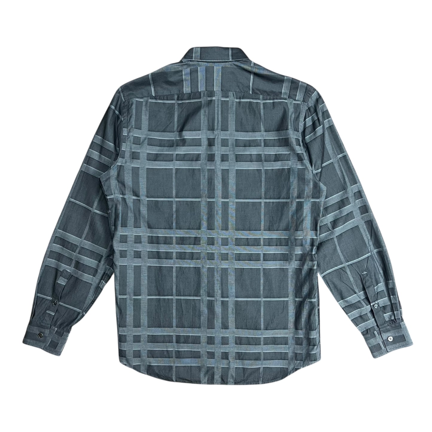 Burberry Grey Plaid Button-up Shirt - L