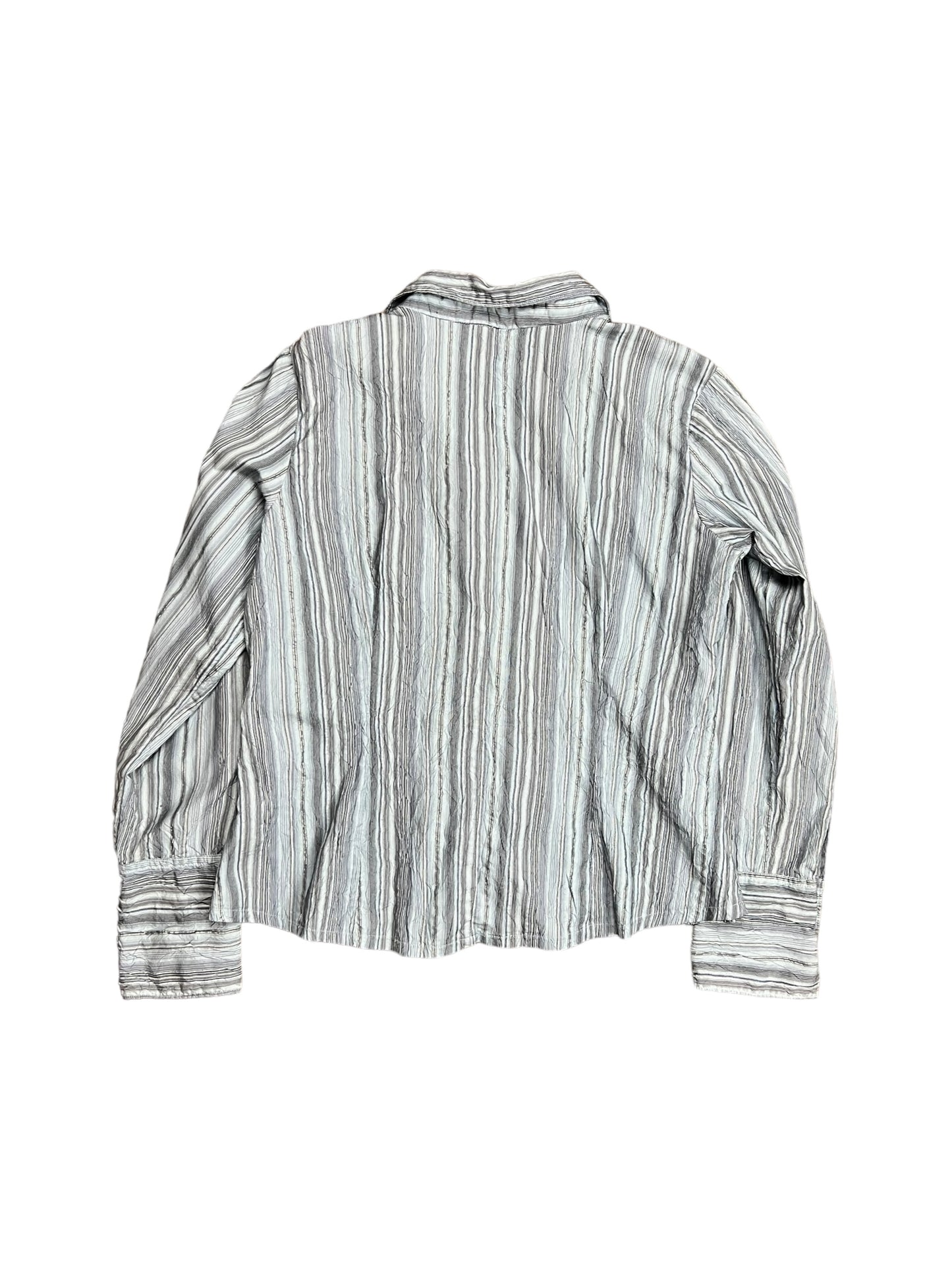 Y2K Sparkly Blue Striped Button-up Shirt - L