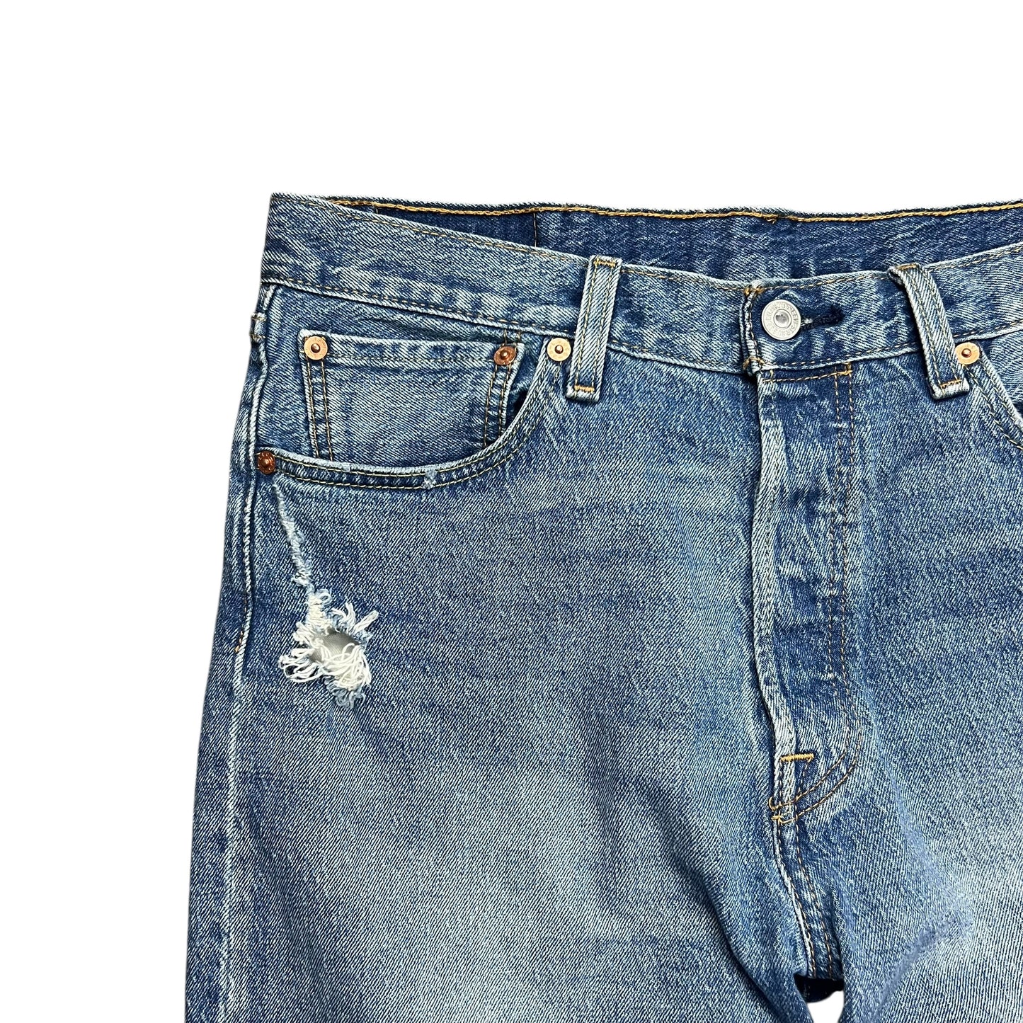 Levi's 501 Faded & Distressed Blue Jean Shorts - 32"