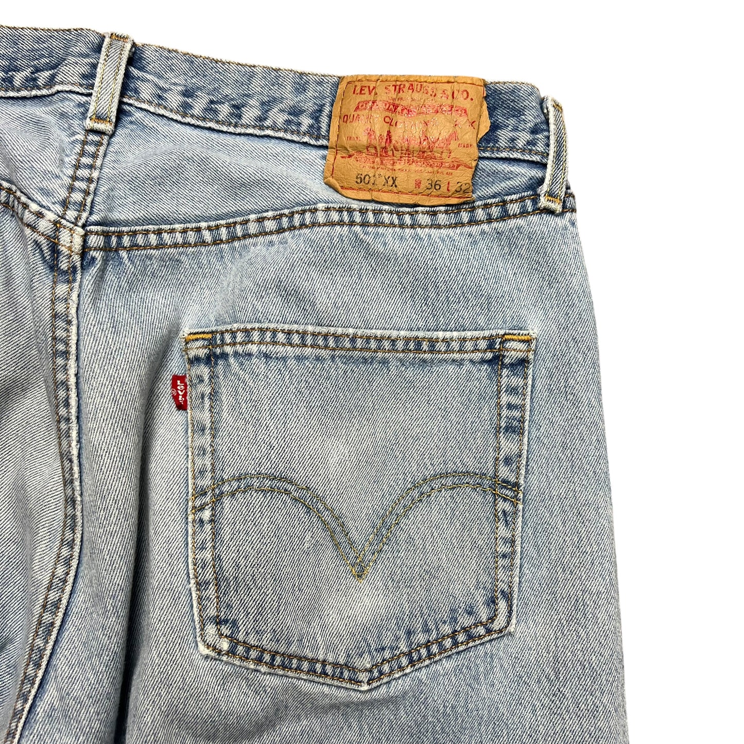 Levi’s 501XX Faded & Distressed Light Wash Jeans - 34”