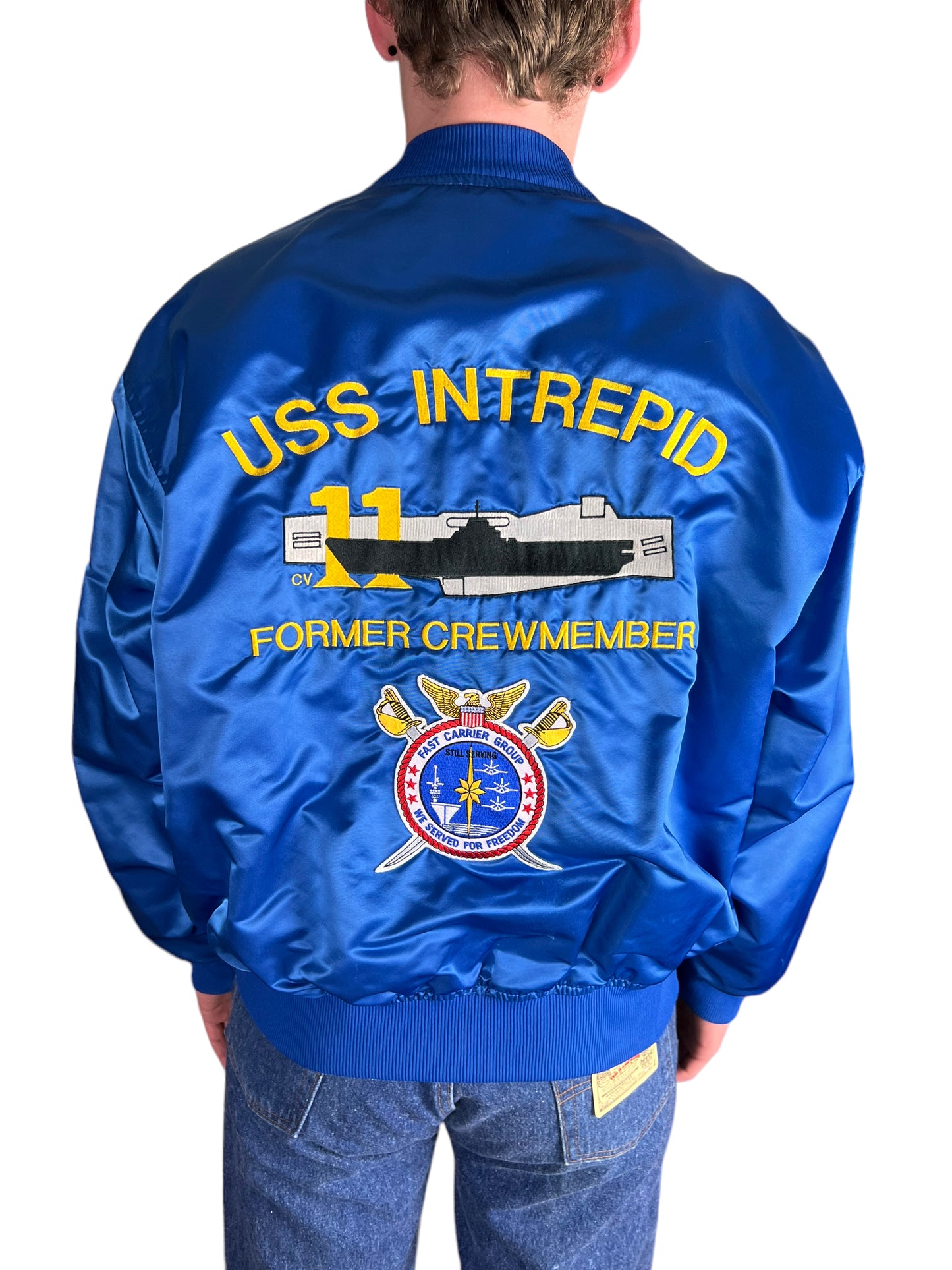 USS Intrepid Crew Member Satin Bomber Jacket - XL