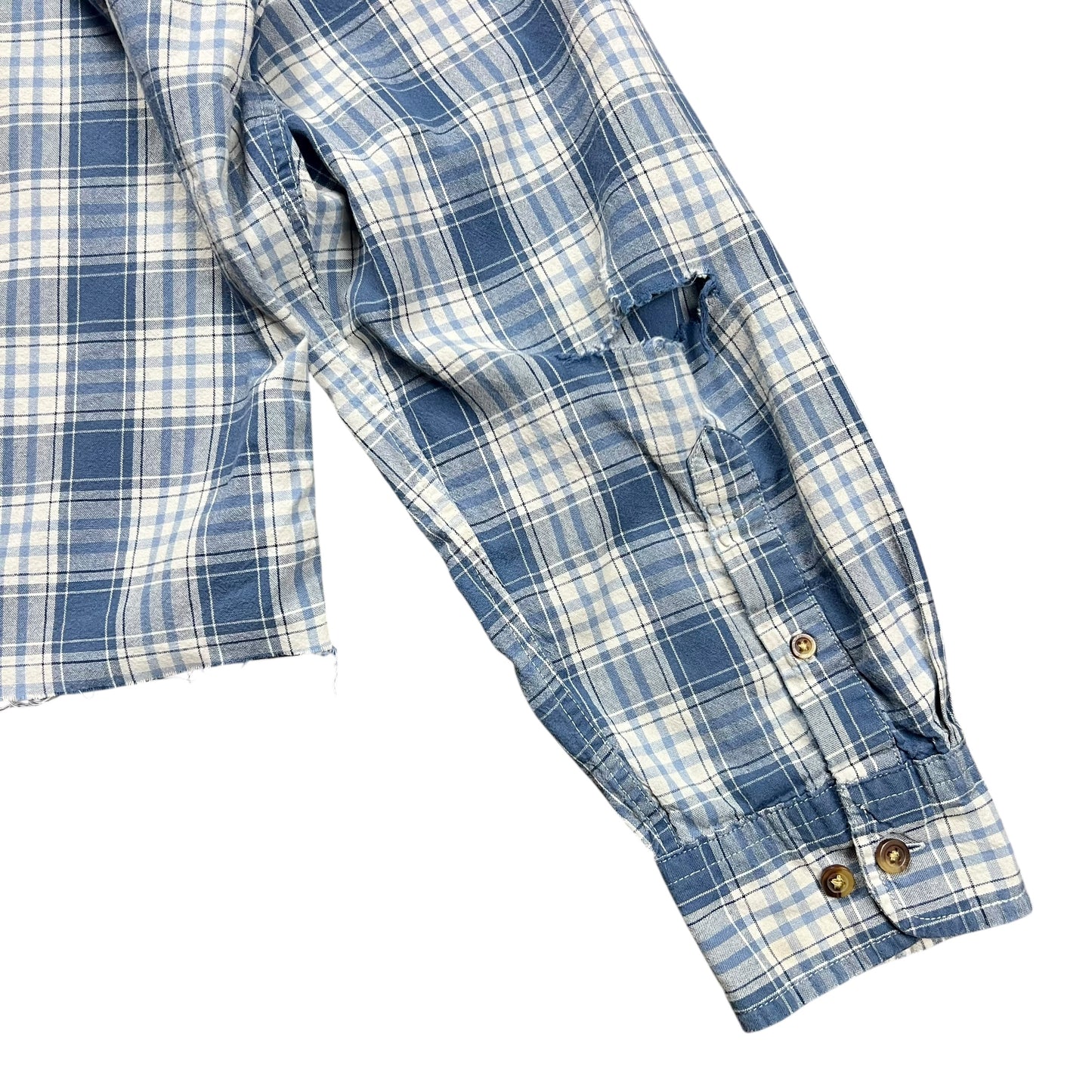 Faded Glory Cropped Plaid Long-sleeve Shirt - L