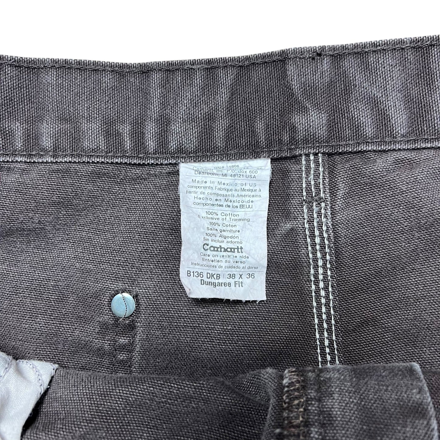 Carhartt Faded Brown Double Knee Work Pants - 38”