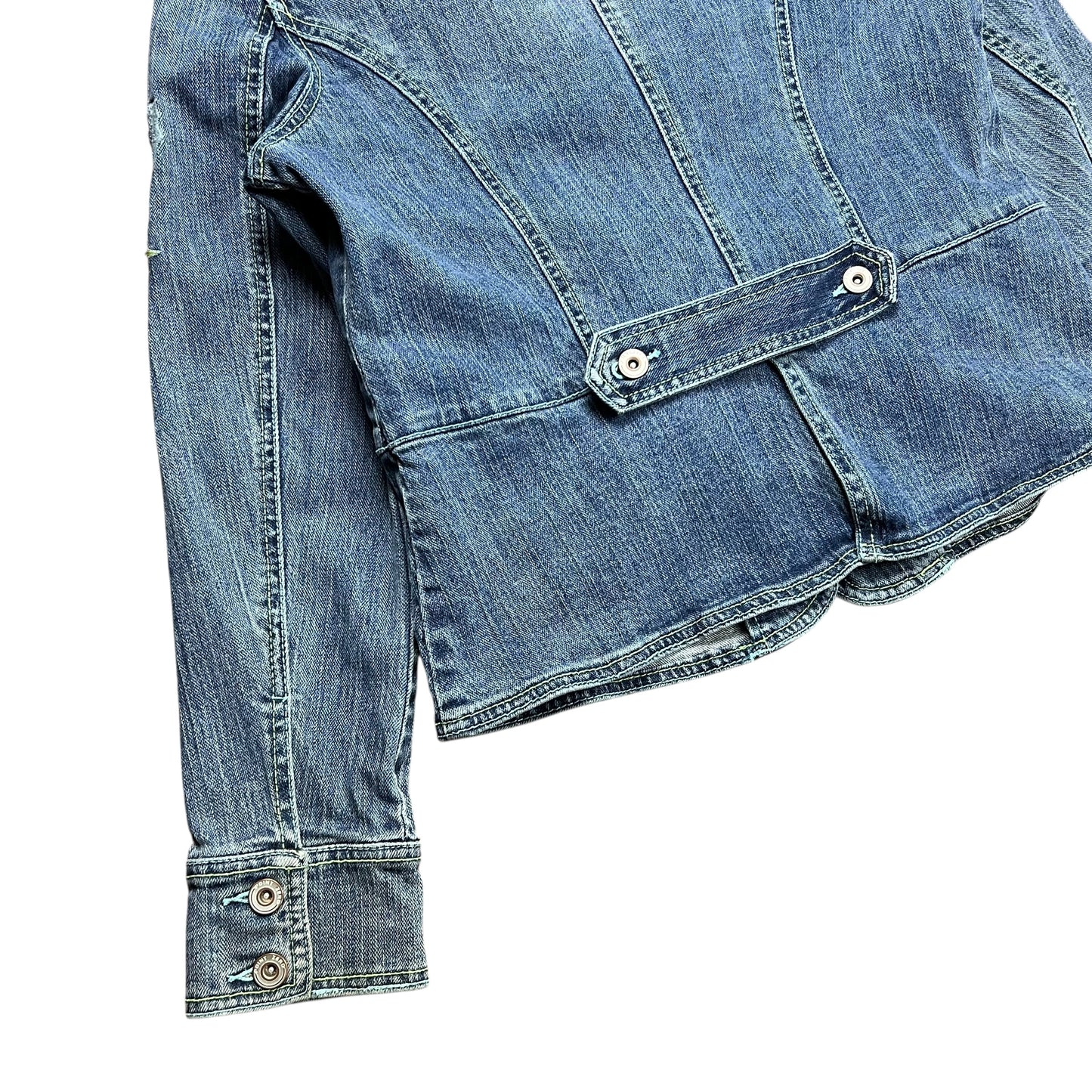 Point Zero Embroidered Flower Denim Jacket - L