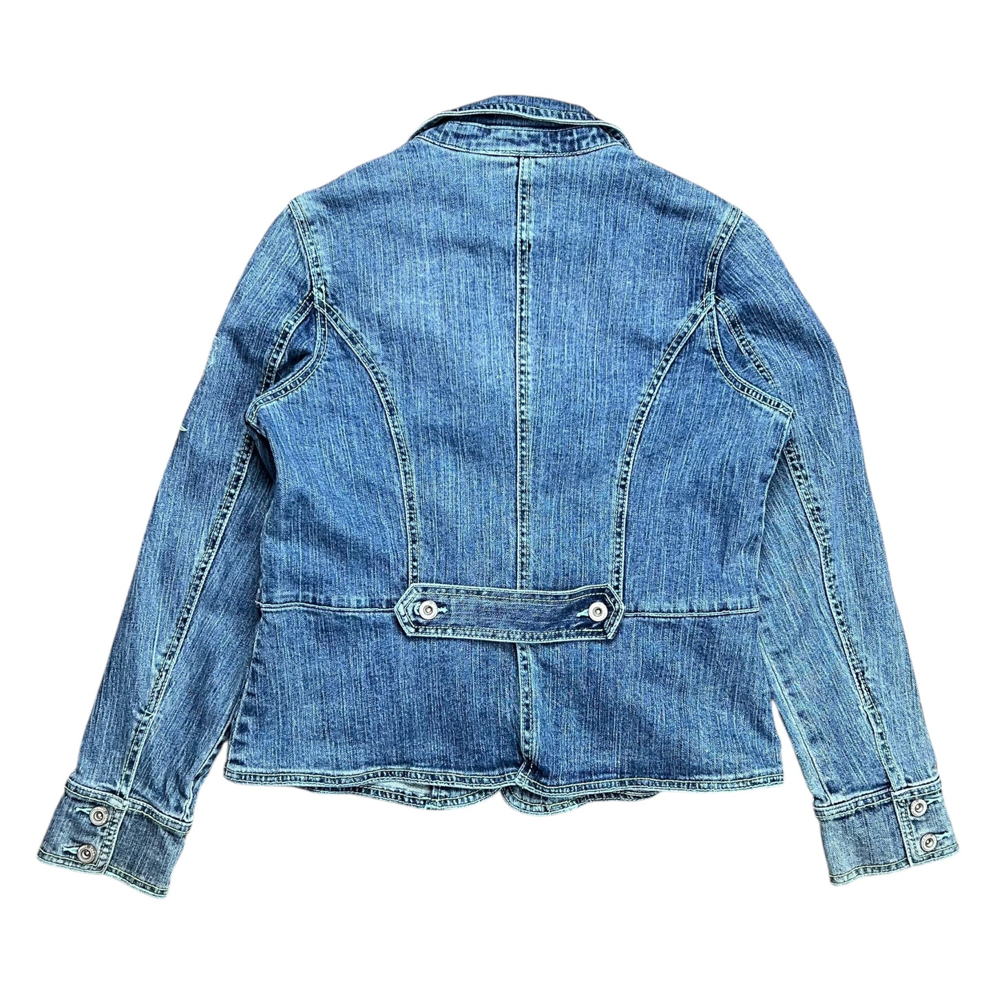 Point Zero Embroidered Flower Denim Jacket - L