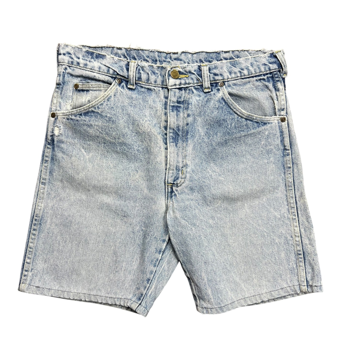 Faded & Distressed Light Wash Jean Shorts -32"