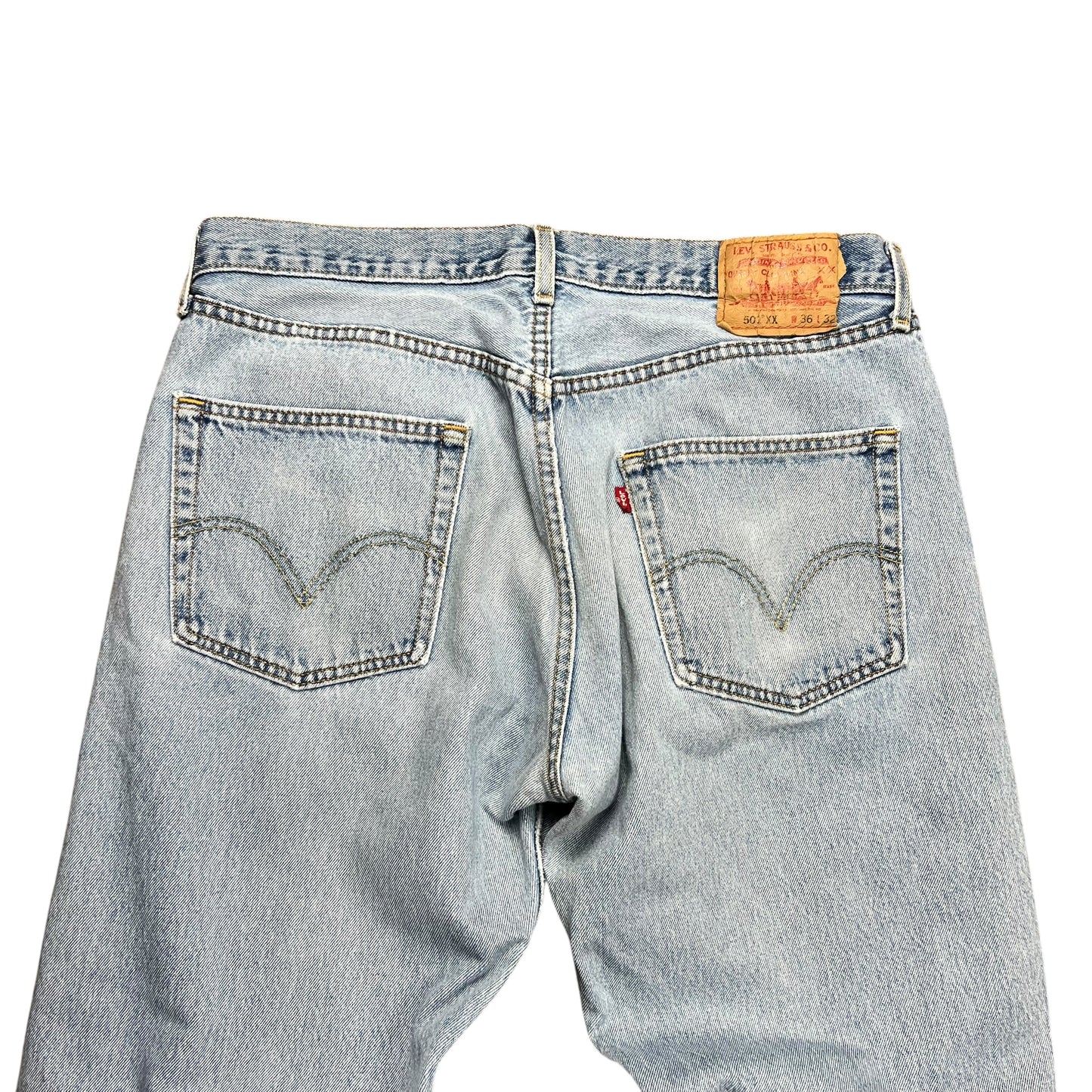 Levi’s 501XX Faded & Distressed Light Wash Jeans - 34”