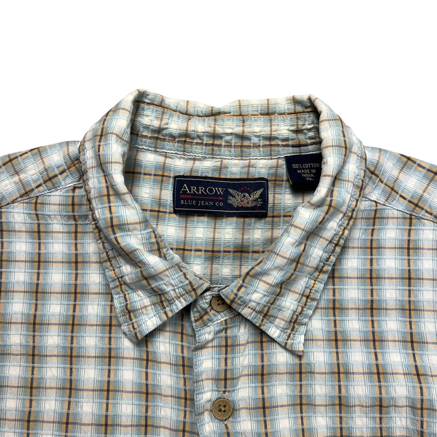 Arrow Cropped Plaid Button-up Shirt - L