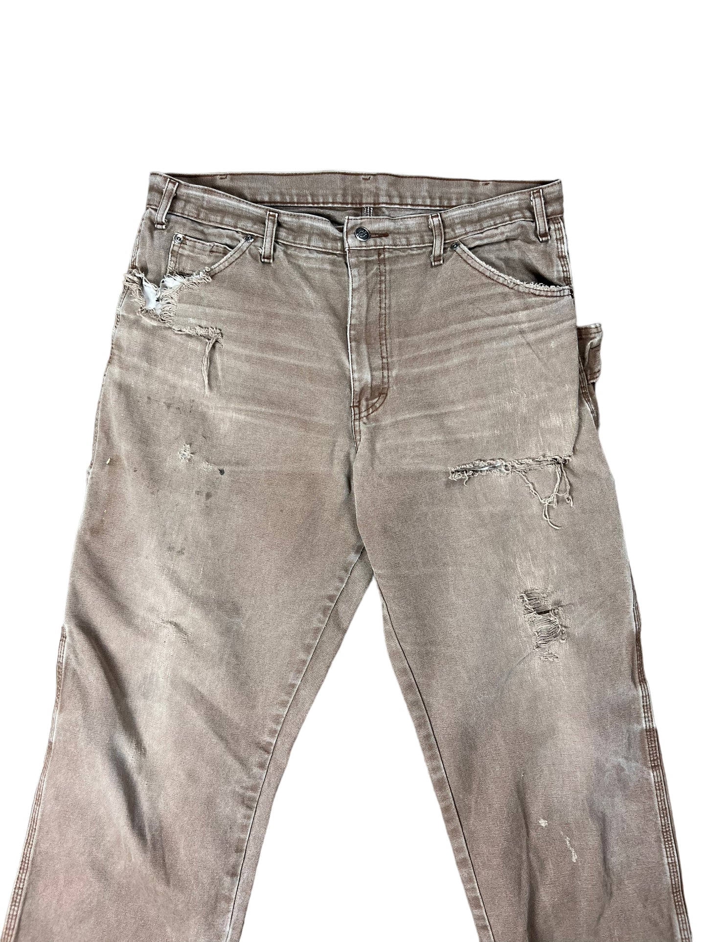 Dickies Faded & Distressed Brown Carpenter Pants - 34"