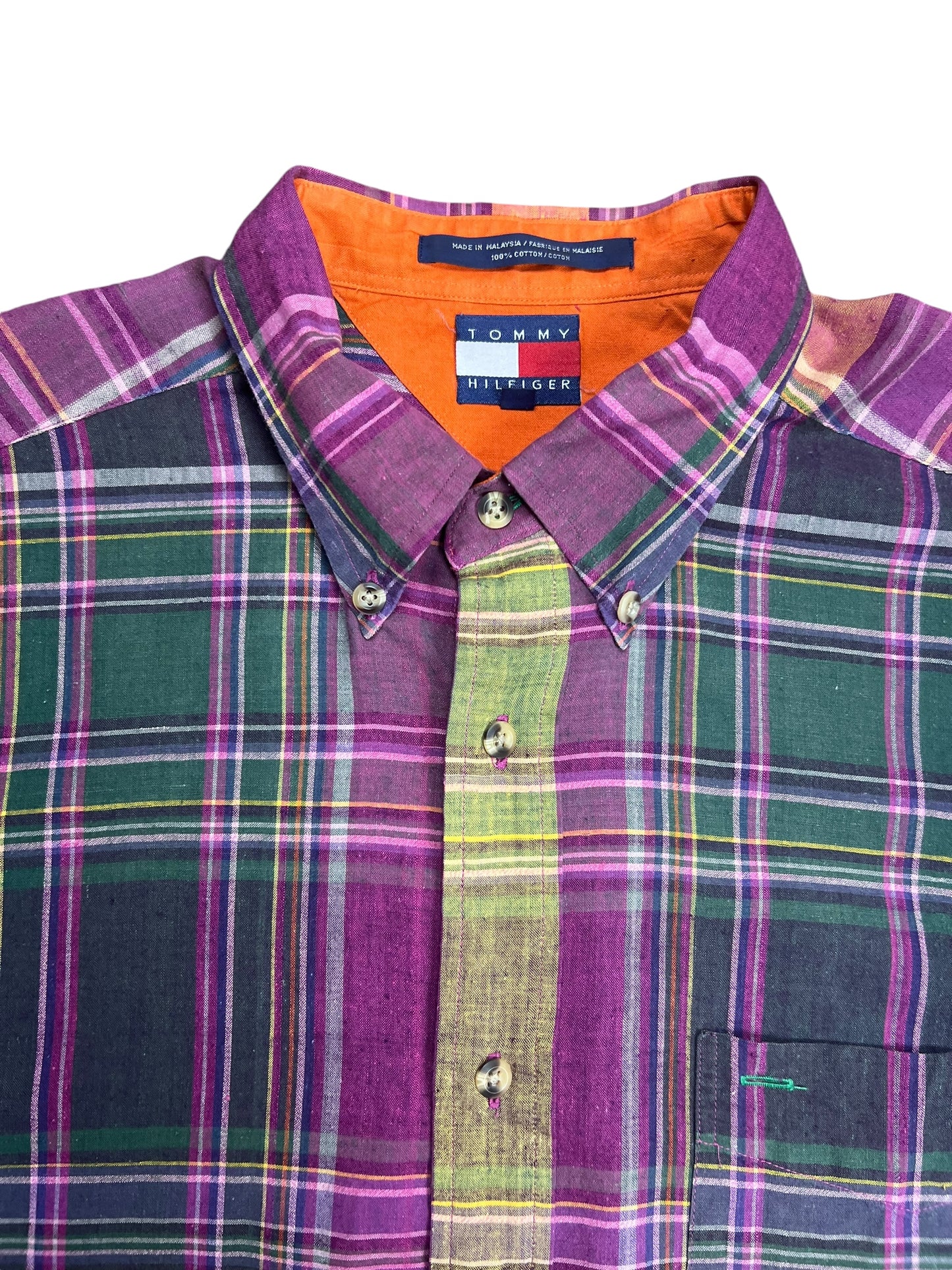 Tommy Hilfiger Purple Plaid Button-up Shirt - XL