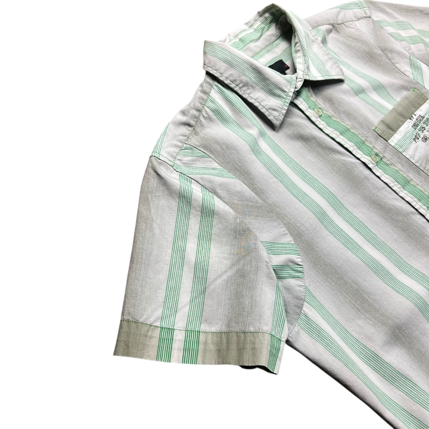 Diesel Green Striped Button-up Shirt - M