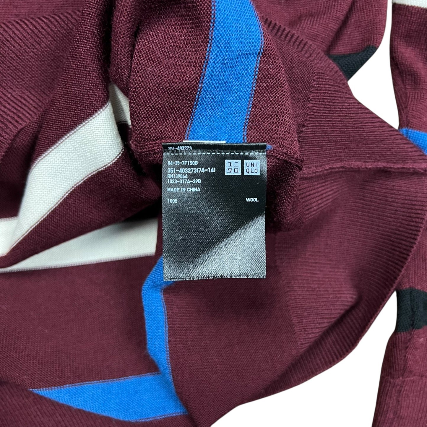 JW Anderson x Uniqlo Striped Burgundy Wool Sweatshirt - L