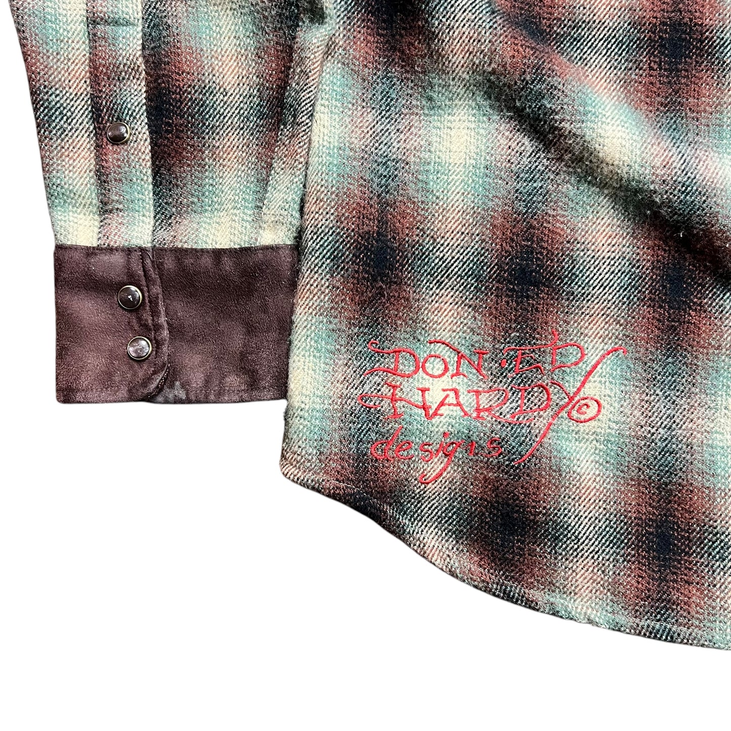 Ed Hardy Studded Bulldog Zip-up Flannel - XL