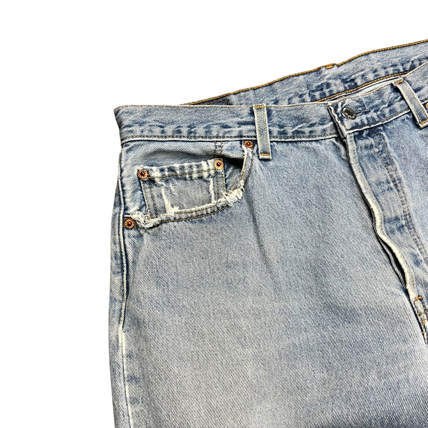 Levi’s 501XX Faded & Distressed Light Wash Jeans - 34”