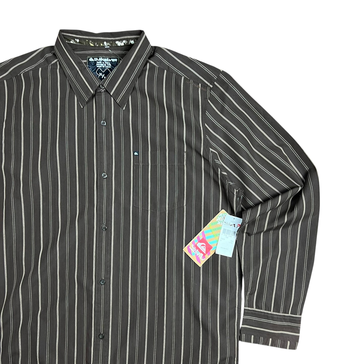 Quiksilver Brown Striped Button-up Shirt - XL