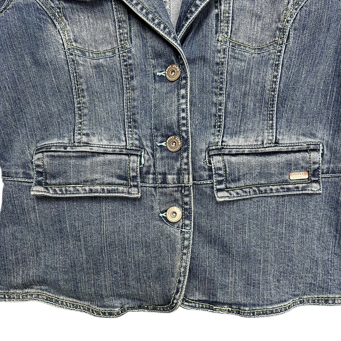 Point Zero Embroidered Flower Denim Jacket - L