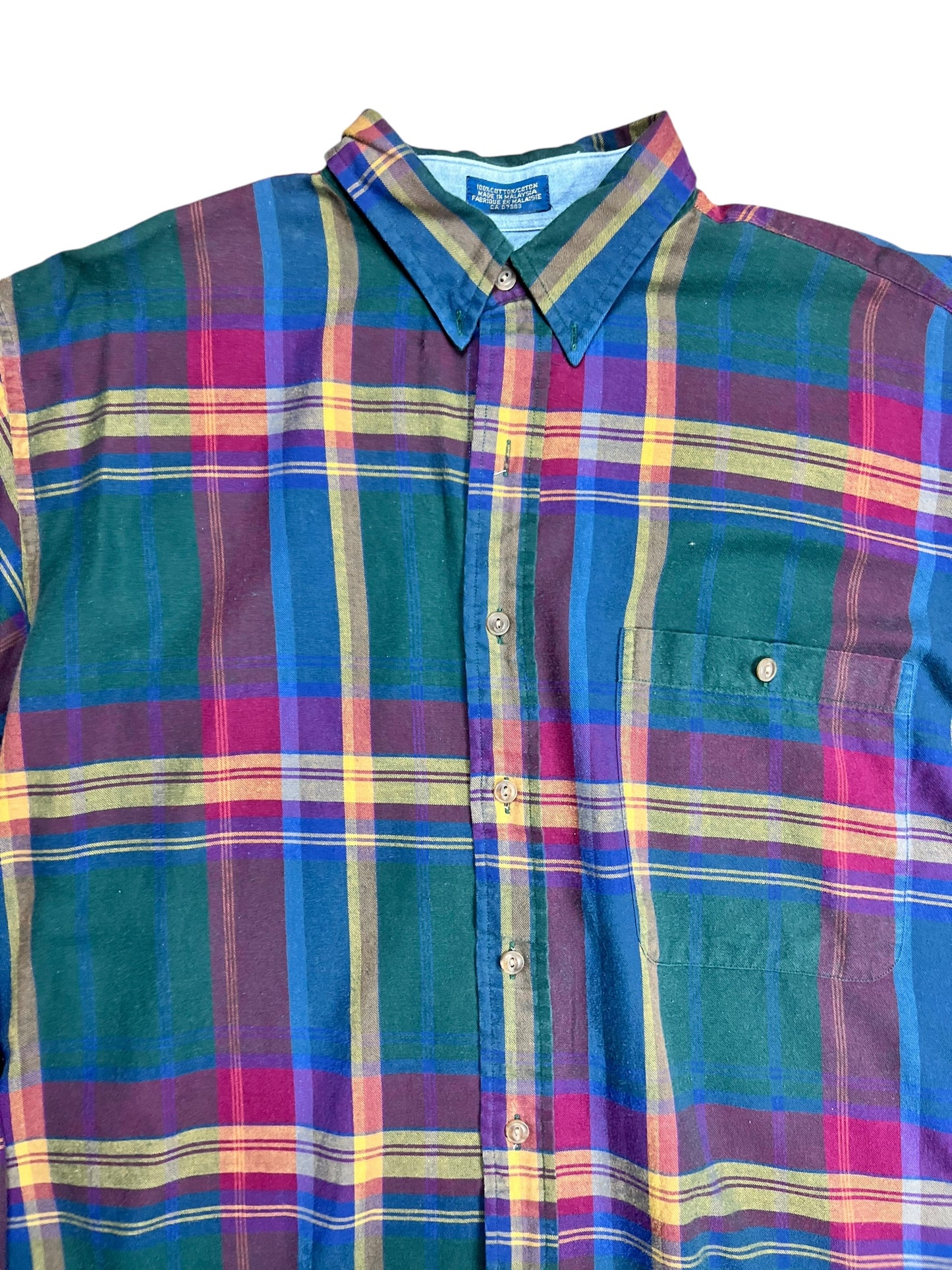 Chaps Ralph Lauren Green Plaid Button-up Shirt - XL
