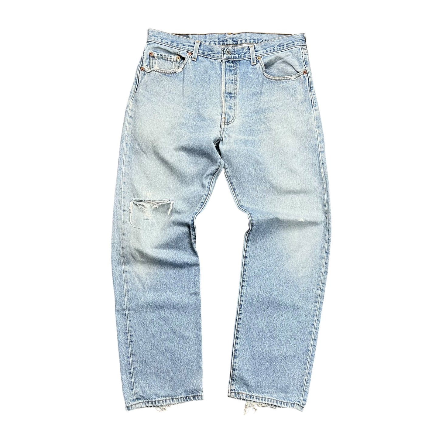 Levi’s 501XX Faded & Distressed Light Wash Jeans - 34”