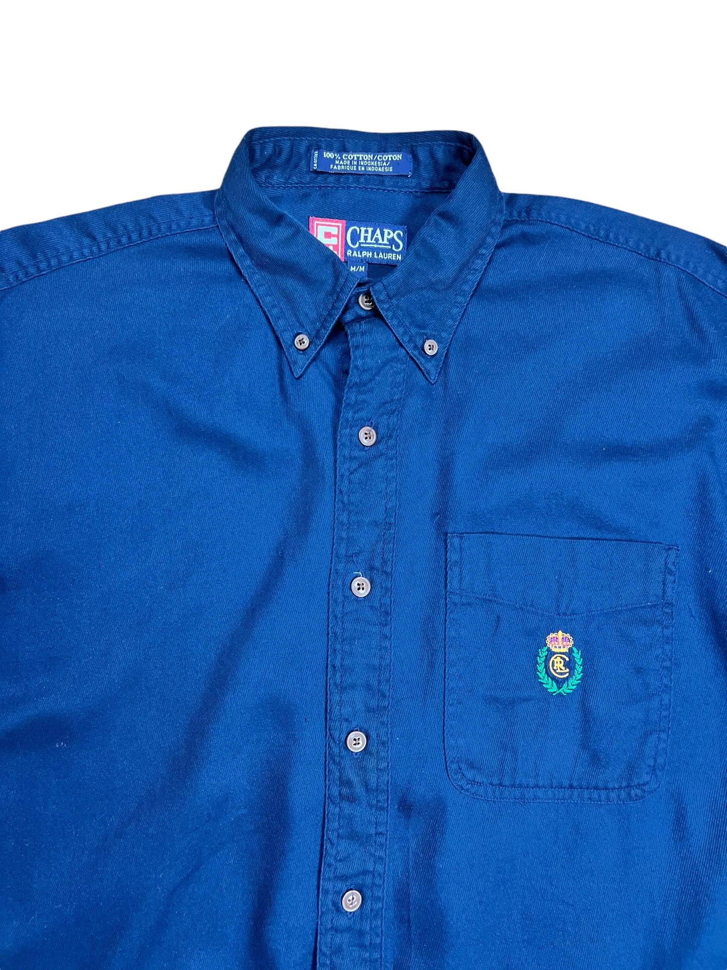 Chaps Ralph Lauren Navy Blue Button-up Shirt - XL