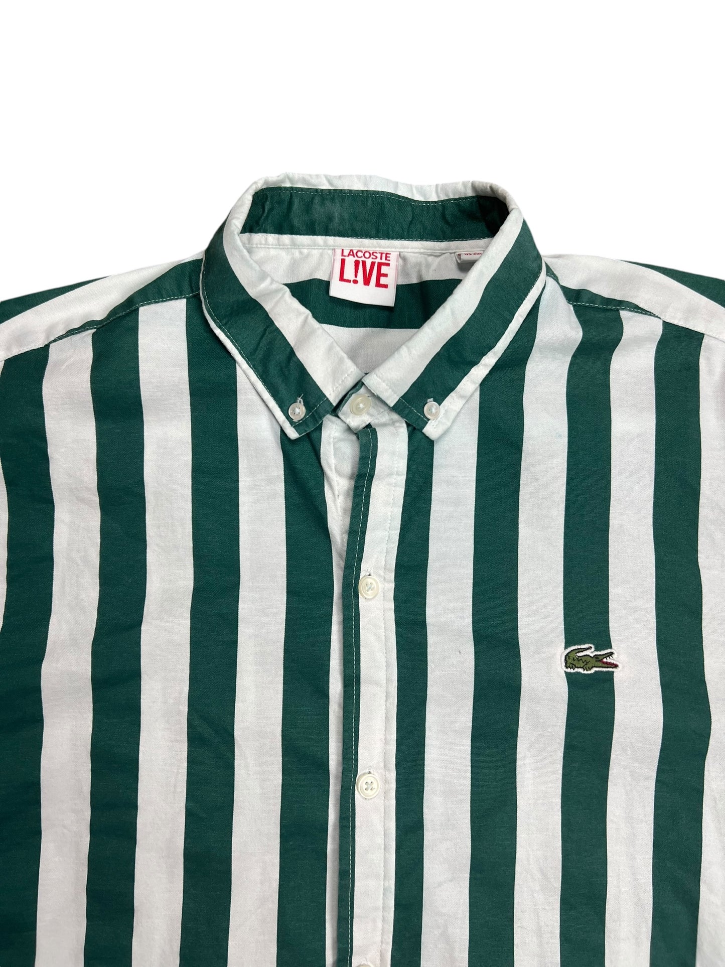 Lacoste LIVE Green Striped Button-up Shirt - L