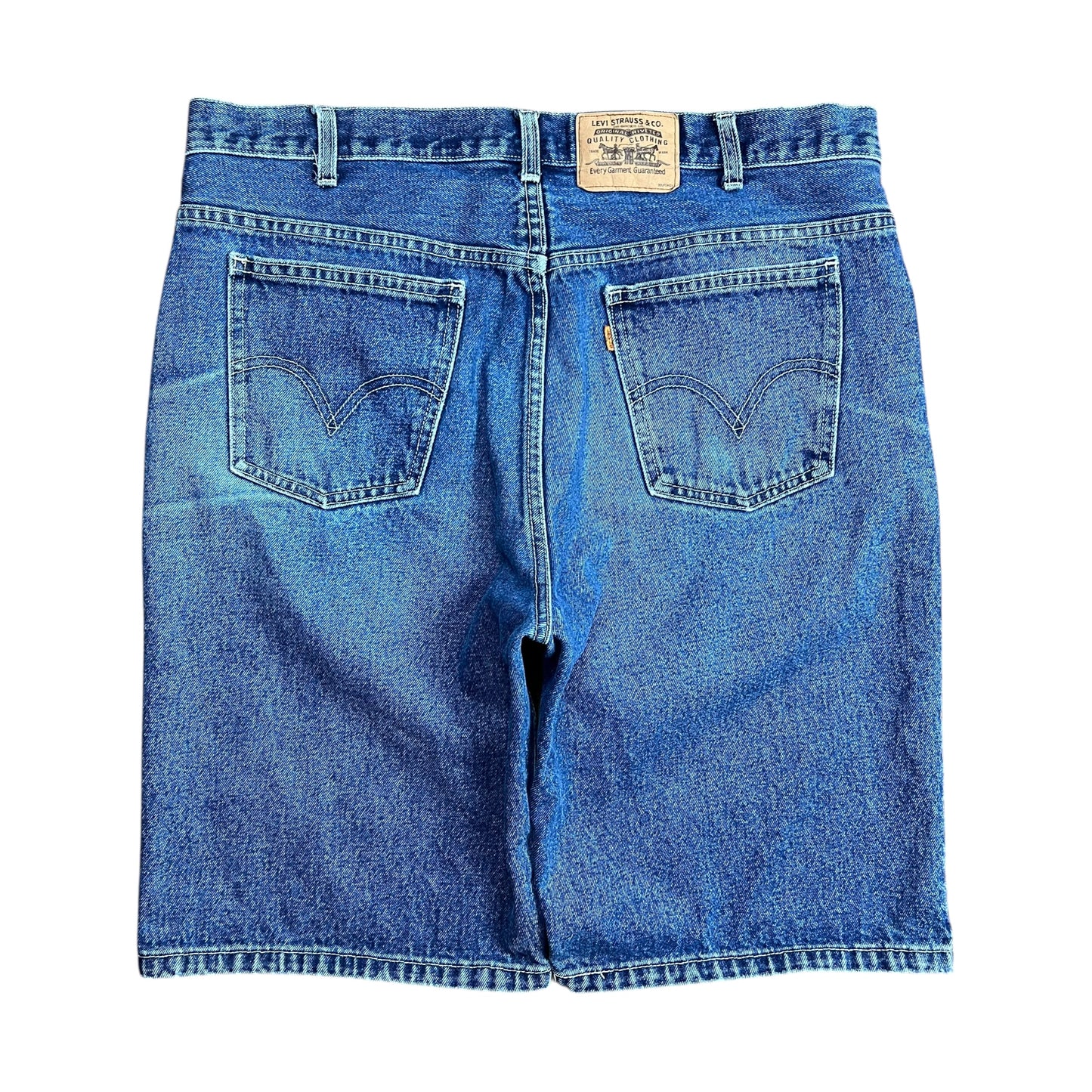 Levi's Faded Blue Orange Tab Jean Shorts - 36”