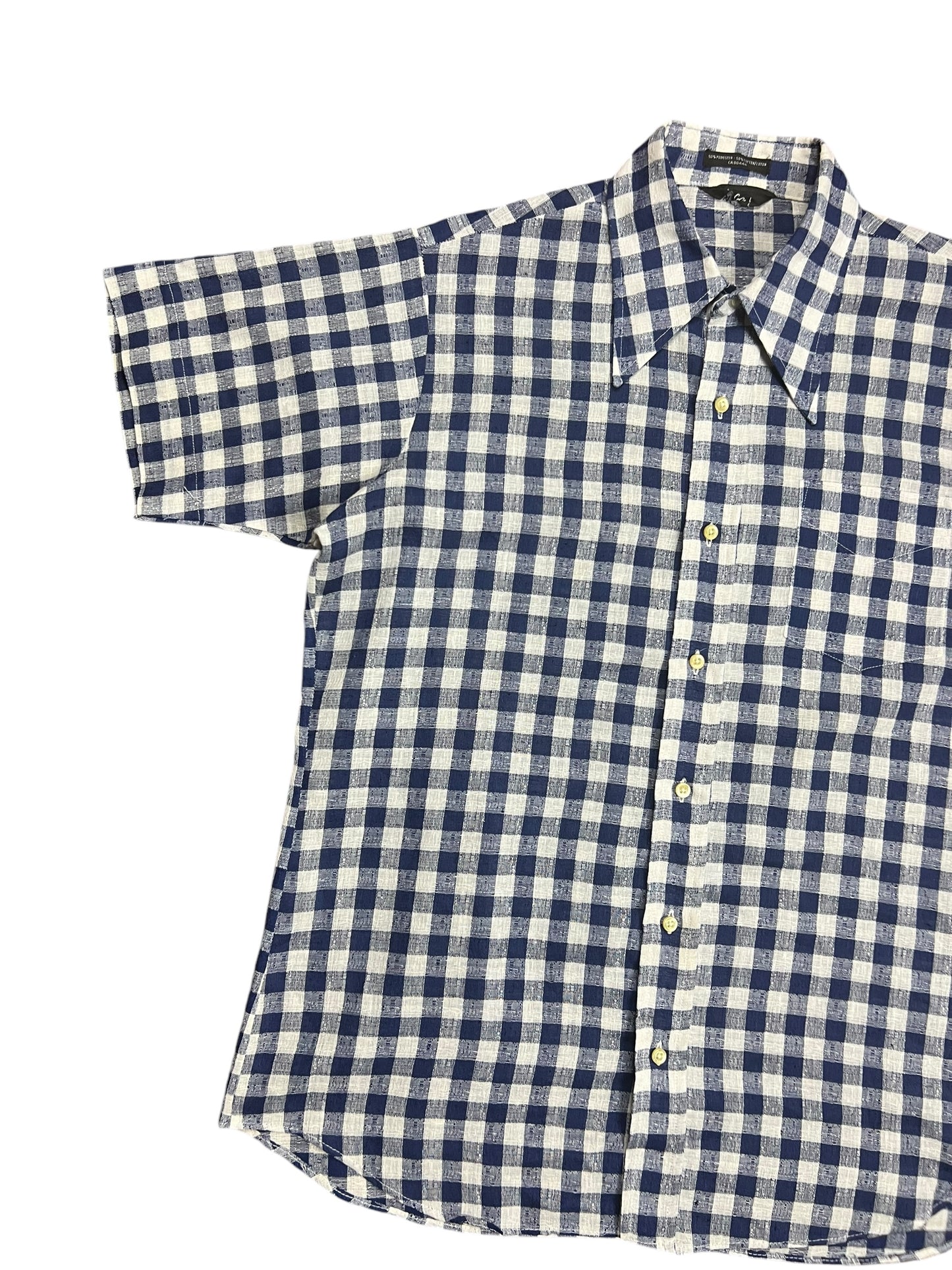 White & Navy Blue Checkered Polo Shirt - XL 