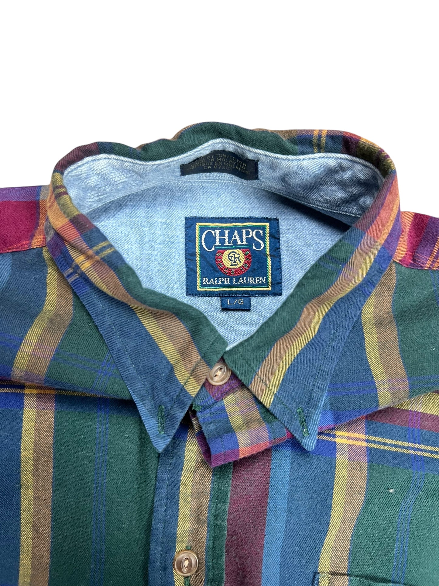 Chaps Ralph Lauren Green Plaid Button-up Shirt - XL