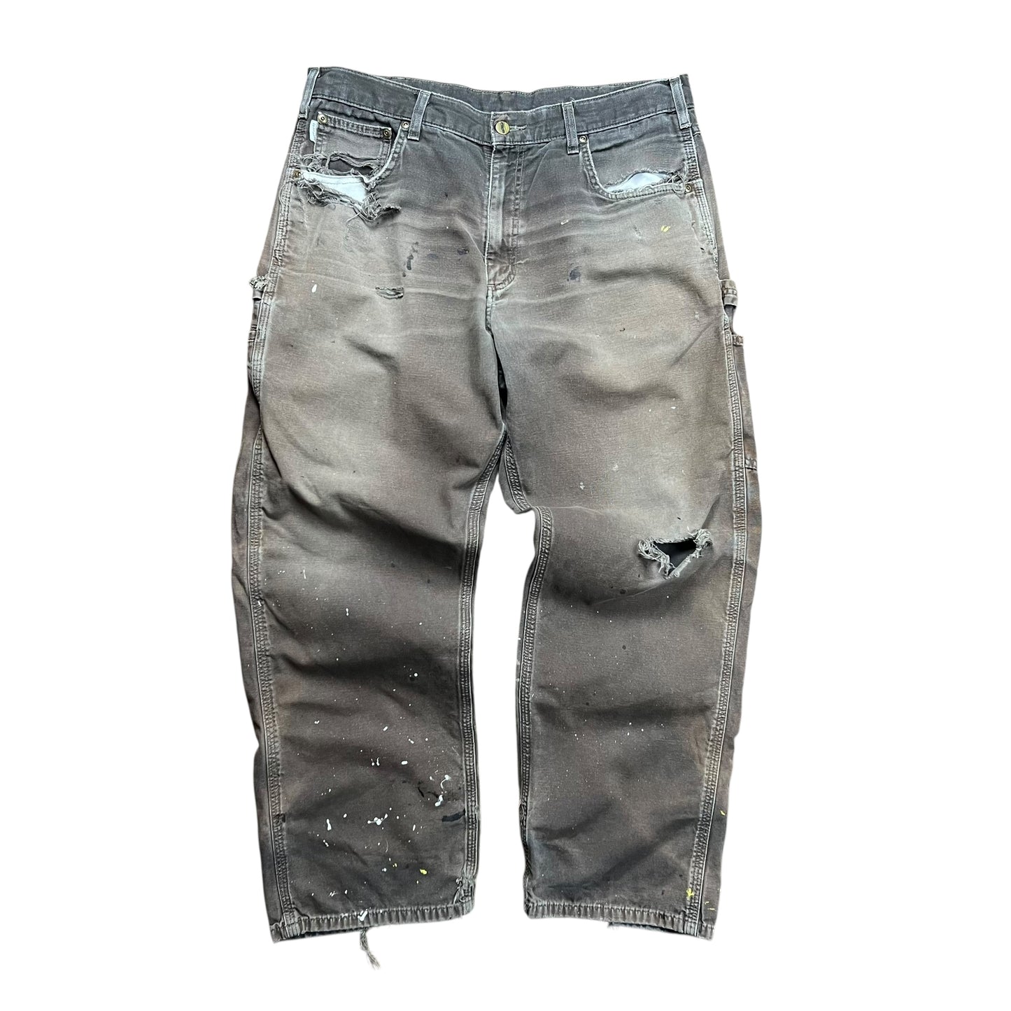 Carhartt Faded & Distressed Brown Work Pants - 36”