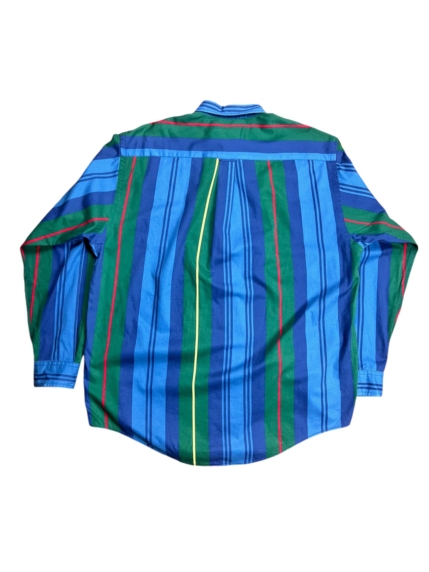 Nautica Blue & Green Striped Button-up Shirt - XL