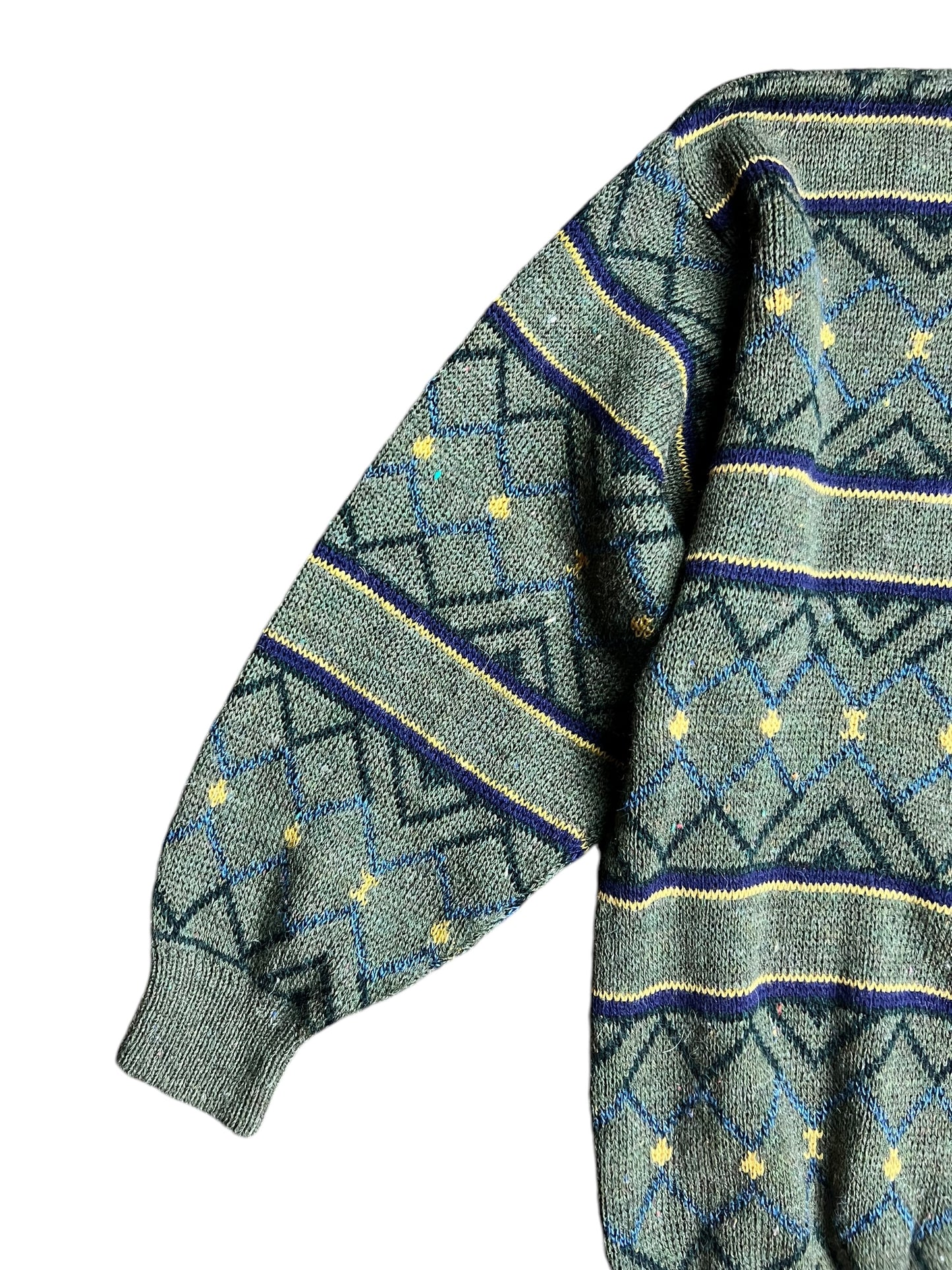 Green Wool Diamond Sweater - L