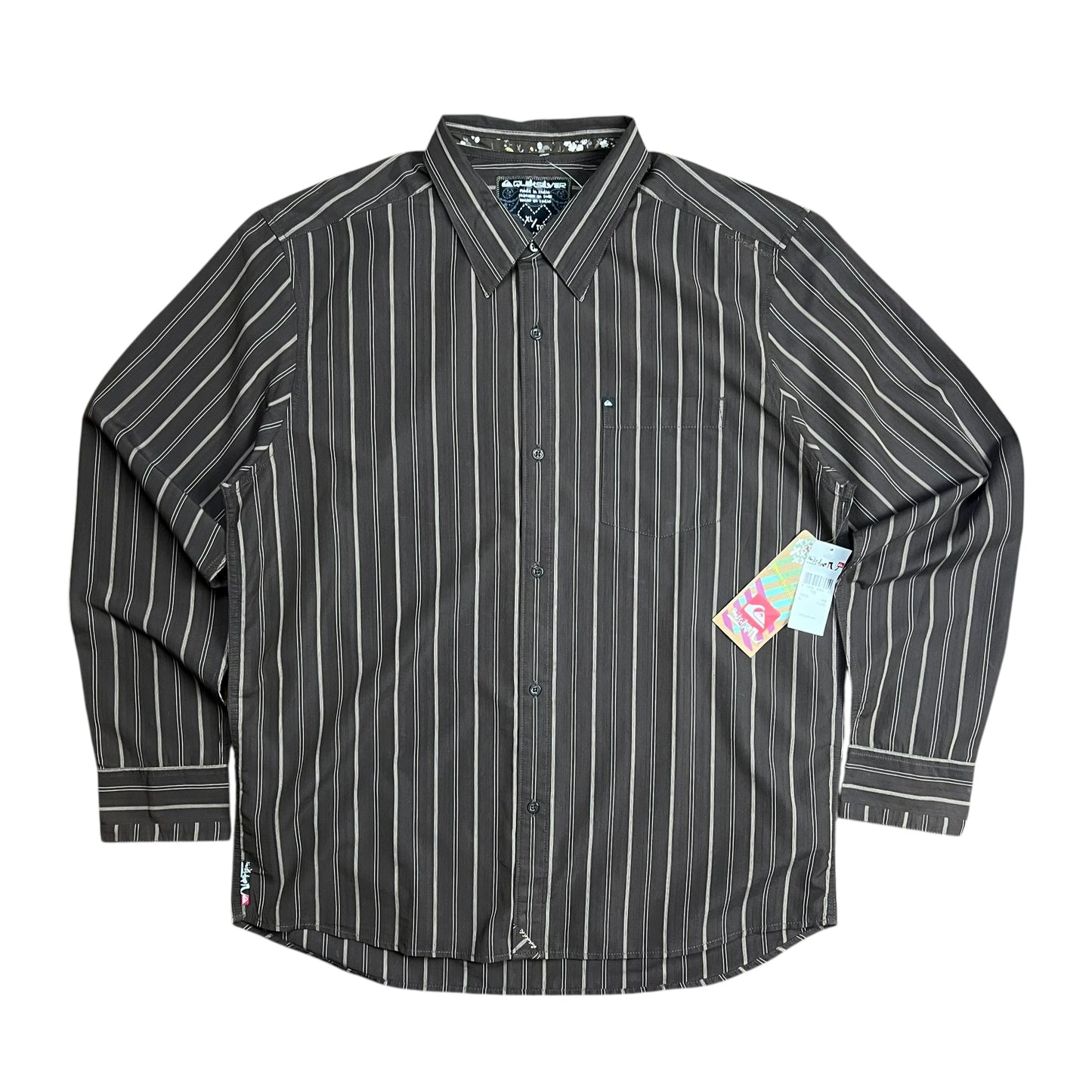 Quiksilver Brown Striped Button-up Shirt - XL