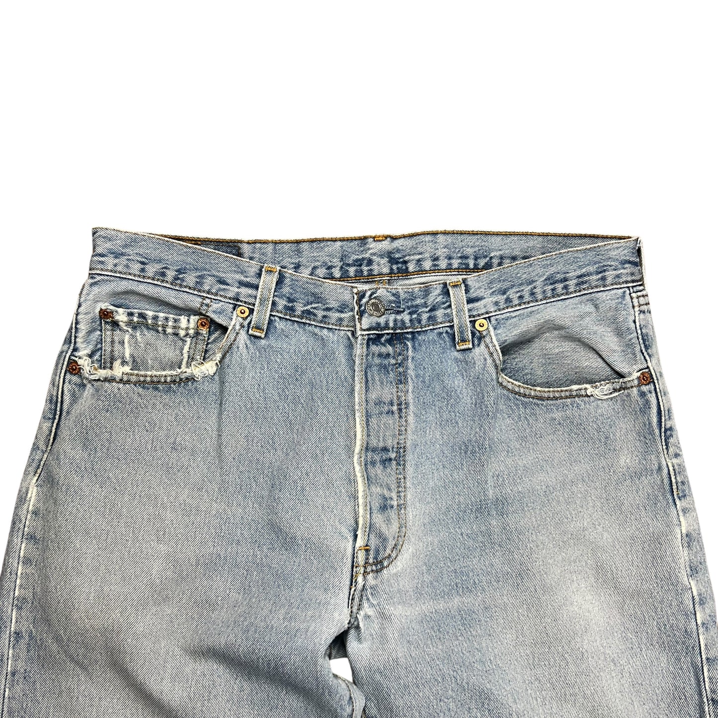Levi’s 501XX Faded & Distressed Light Wash Jeans - 34”