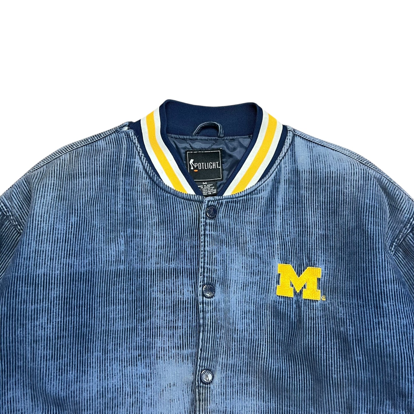 University Of Michigan Faded Cordaroy Varsity Jacket - L