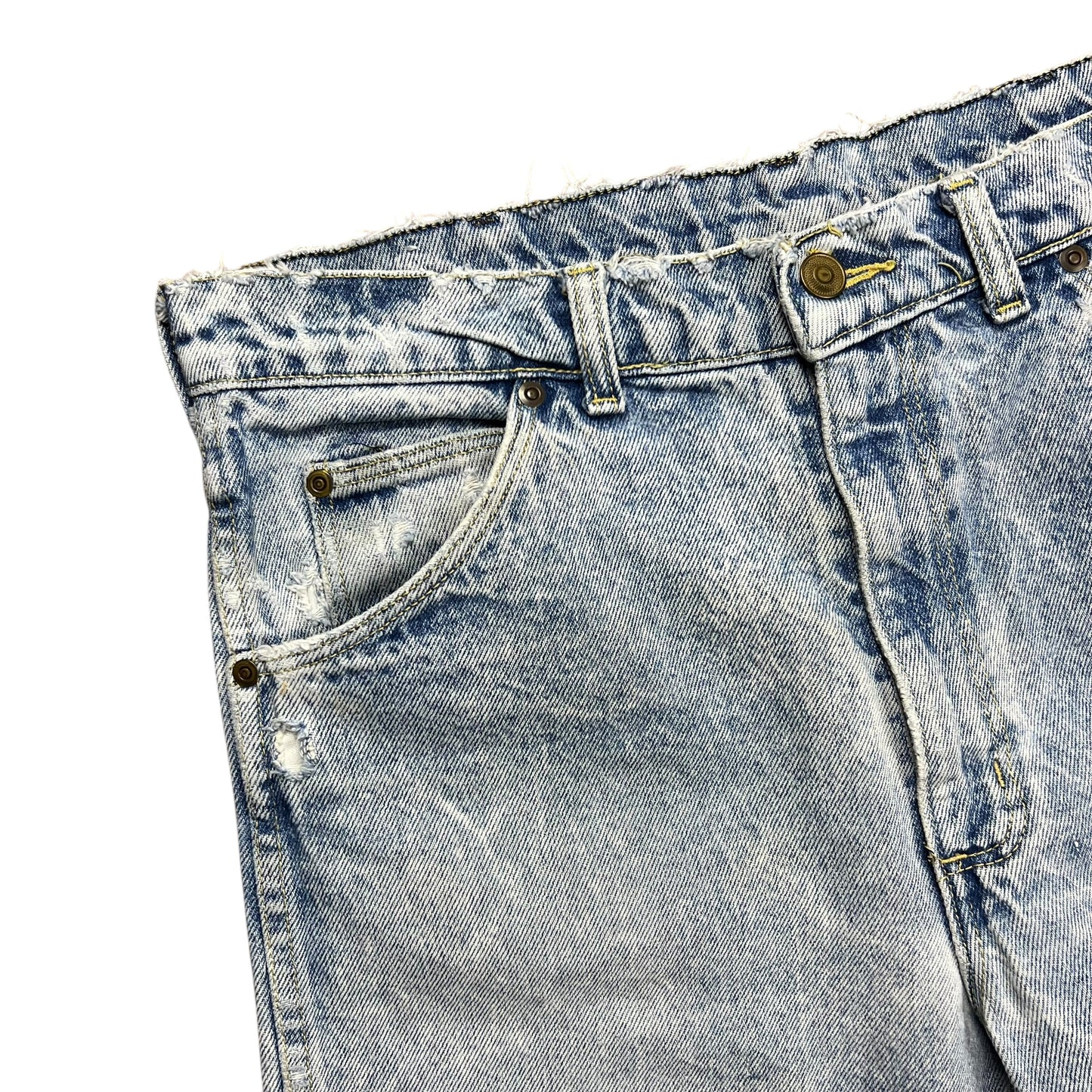 Faded & Distressed Light Wash Jean Shorts -32"