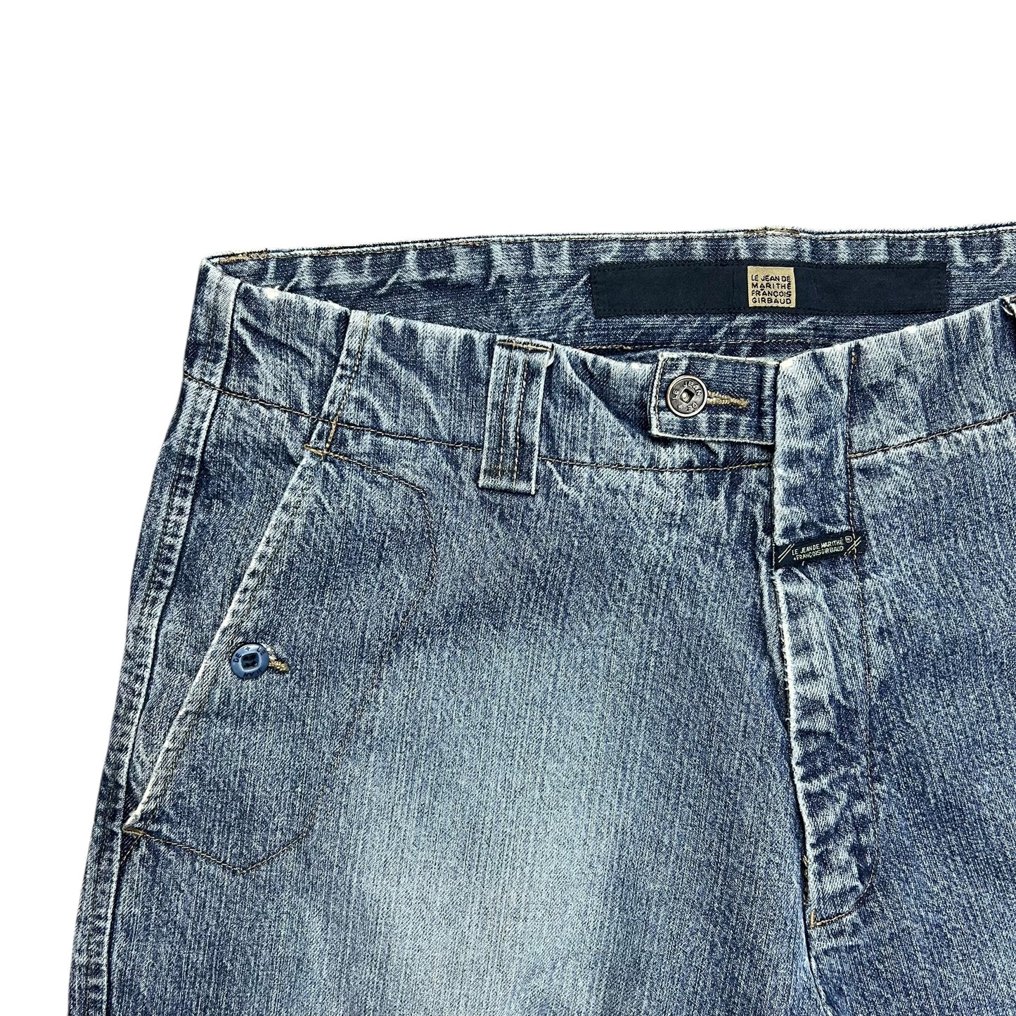 Marithé + François Girbaud Faded Baggy Jean Shorts - 36"